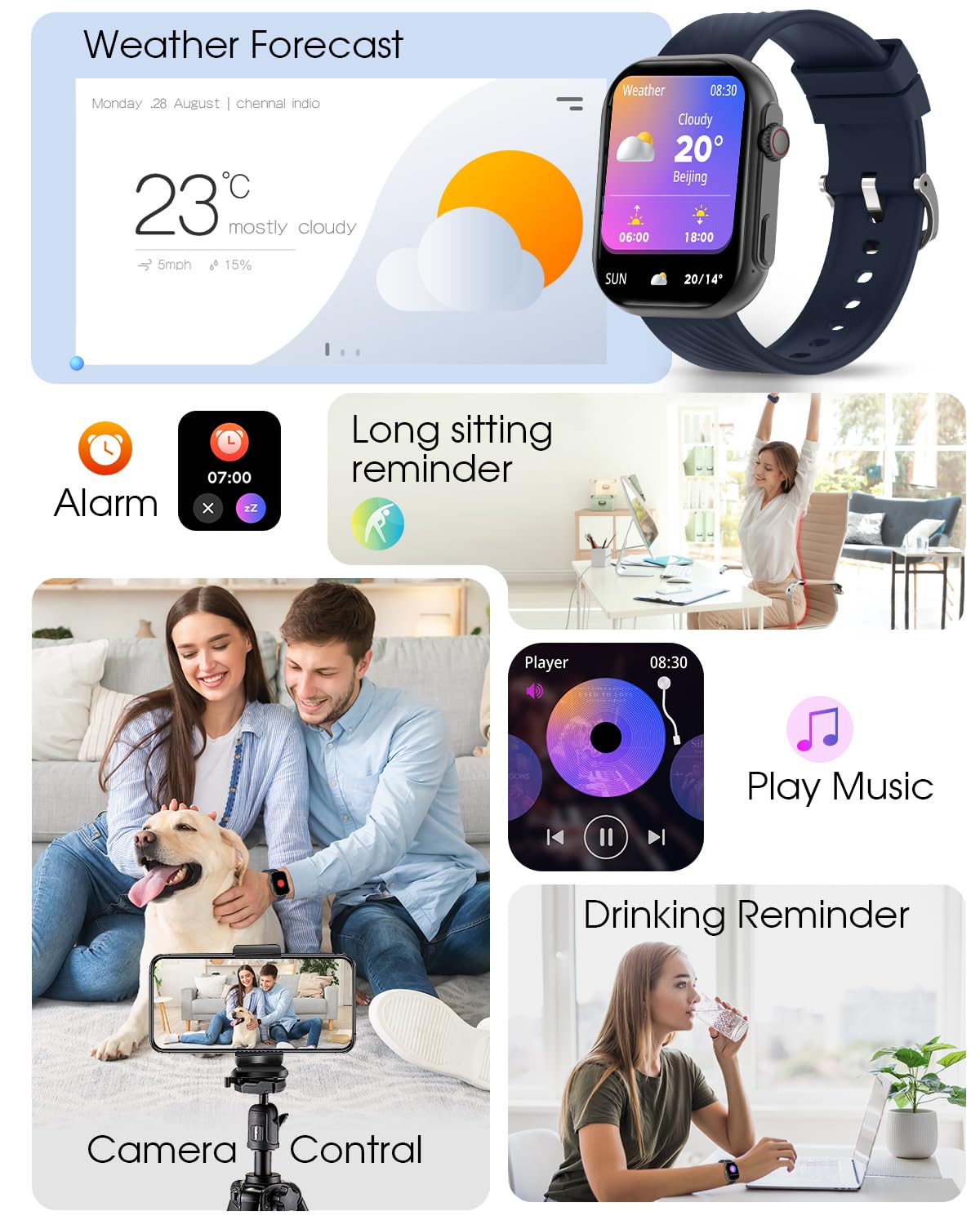 Foto 6 pulgar | Reloj Inteligente Bybukckr 2 Android IOS Ip68 Azul - Venta Internacional