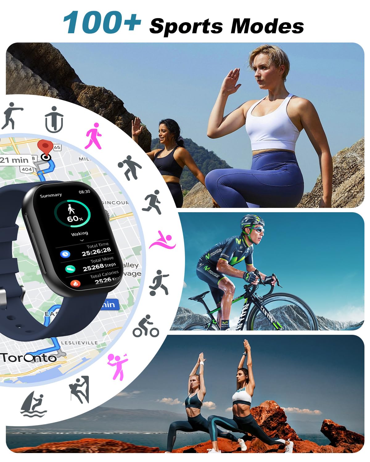Foto 8 pulgar | Reloj Inteligente Bybukckr 2 Android IOS Ip68 Azul - Venta Internacional