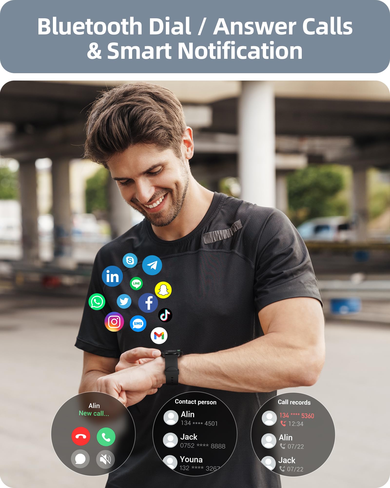 Foto 3 pulgar | Reloj Smartwatch Parsonver Negro con Bluetooth-Venta Internacional