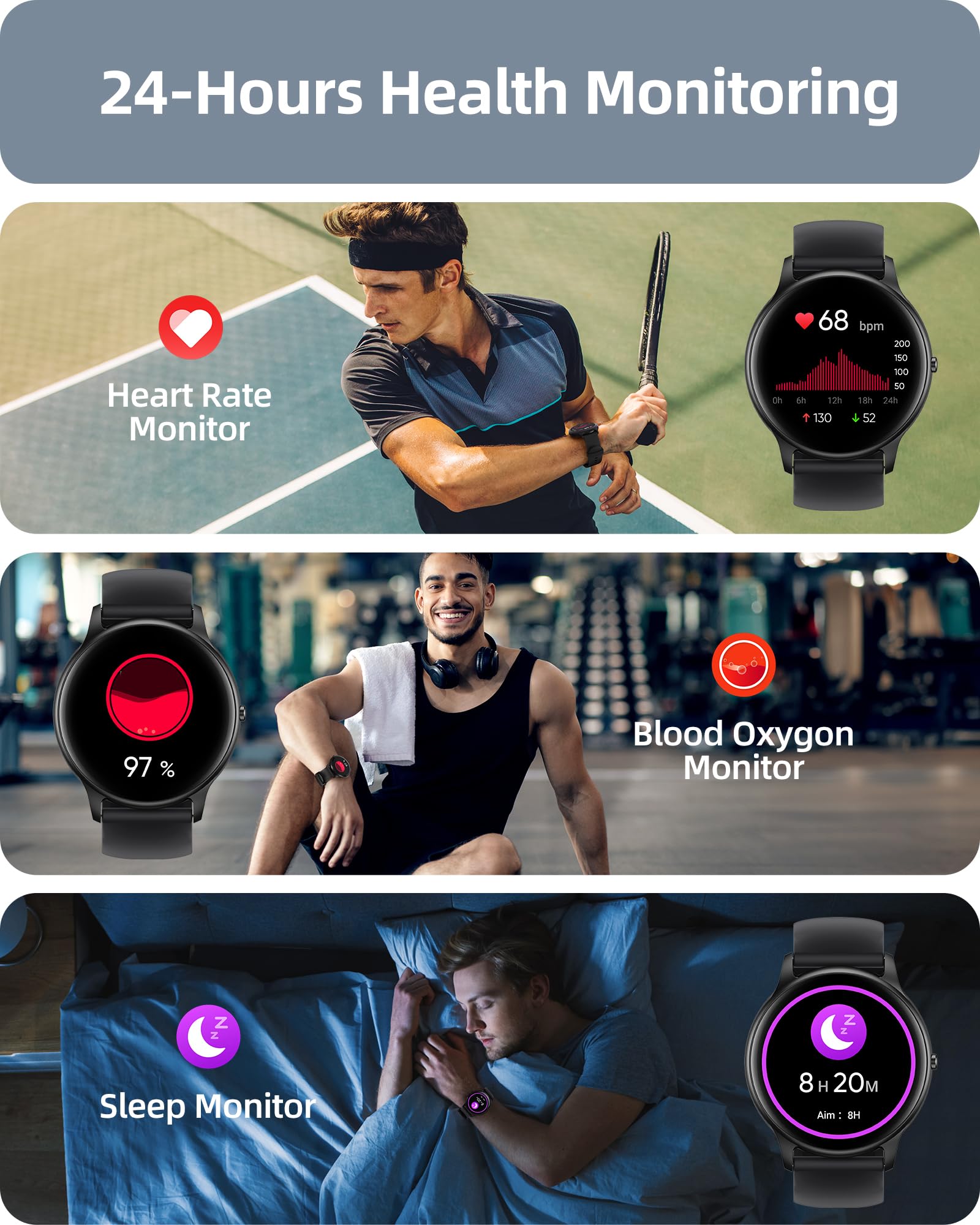 Foto 4 pulgar | Reloj Smartwatch Parsonver Negro con Bluetooth-Venta Internacional