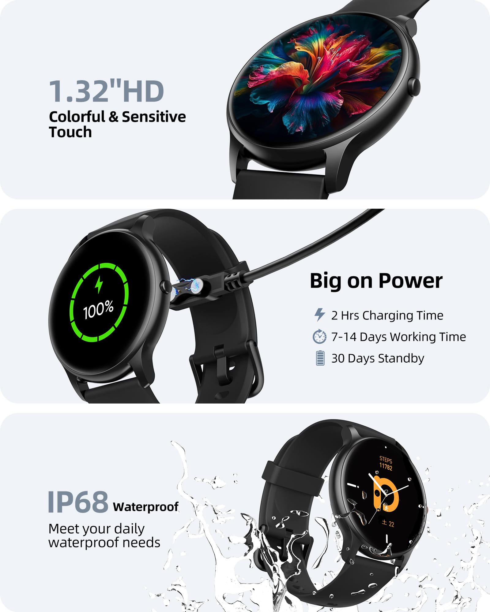 Foto 6 pulgar | Reloj Smartwatch Parsonver Negro con Bluetooth-Venta Internacional