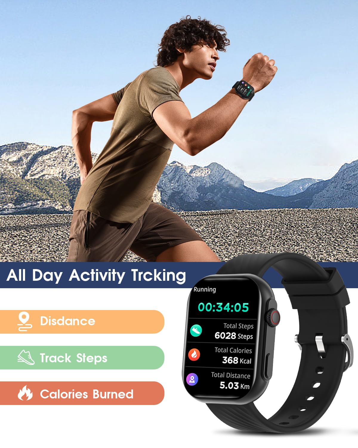 Foto 5 pulgar | Reloj Inteligente Bybukckr 2 Android Ios Ip68 Negro - Venta Internacional