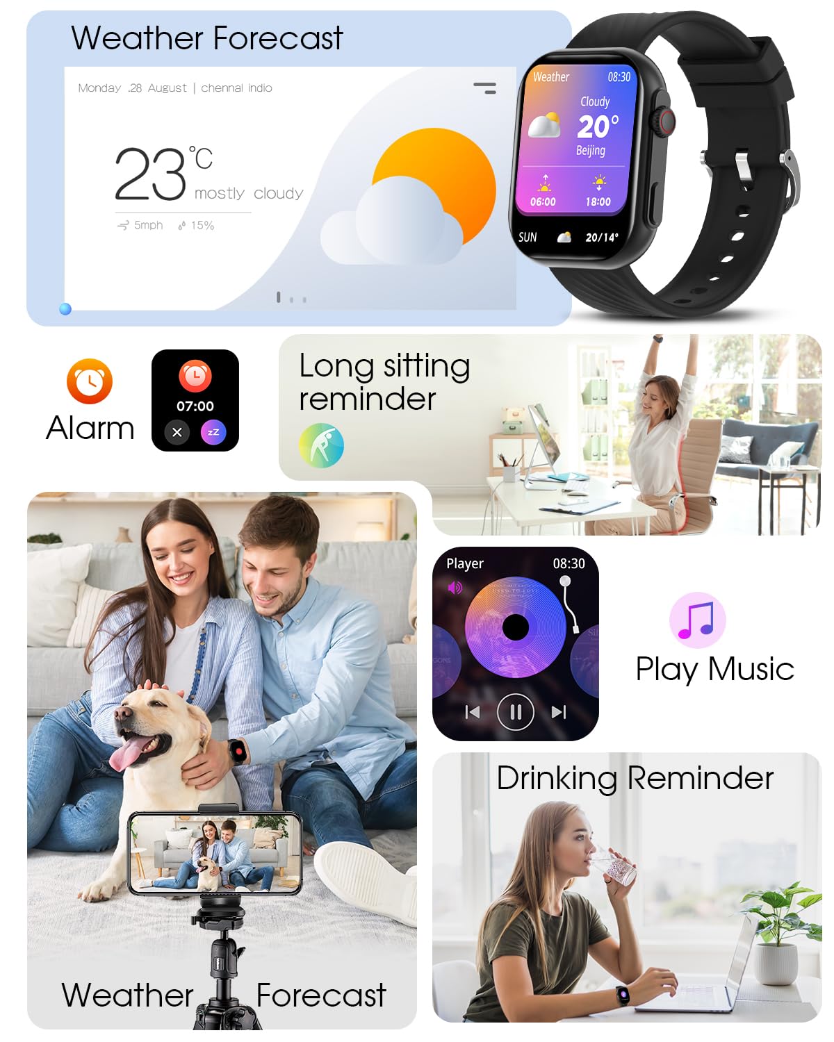 Foto 7 pulgar | Reloj Inteligente Bybukckr 2 Android Ios Ip68 Negro - Venta Internacional