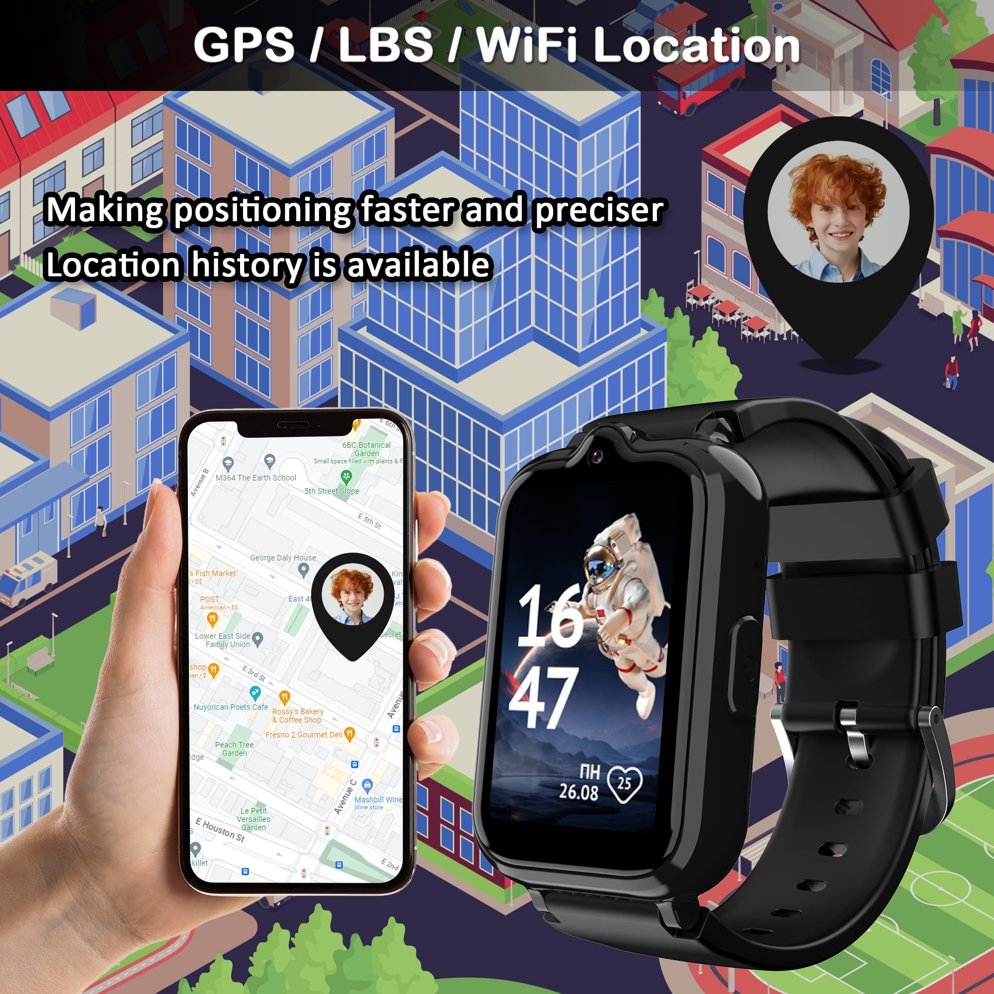 Foto 4 pulgar | Reloj Inteligente Phyulls 4g Con Rastreador Gps Y Videollamada Para Niños De 5 A 12 Años - Venta Internacional