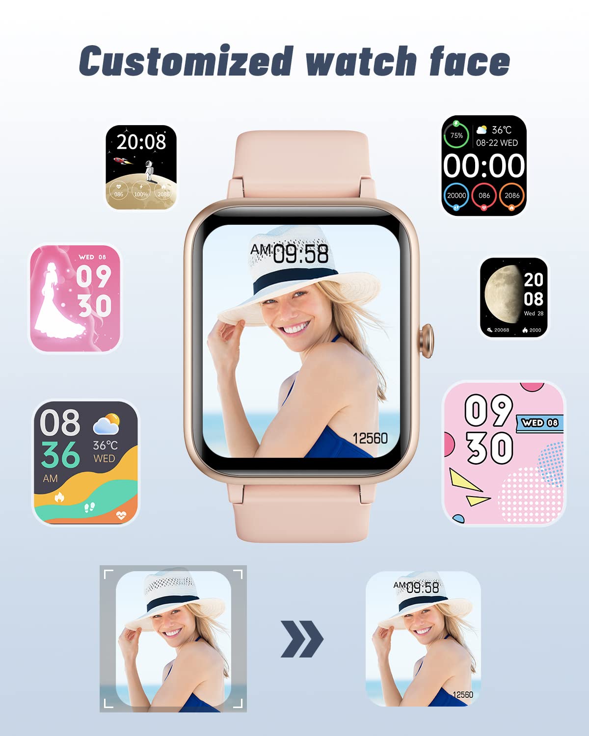 Foto 3 pulgar | Smartwatch GRV Rosa iOS/Android IP68 - Venta Internacional