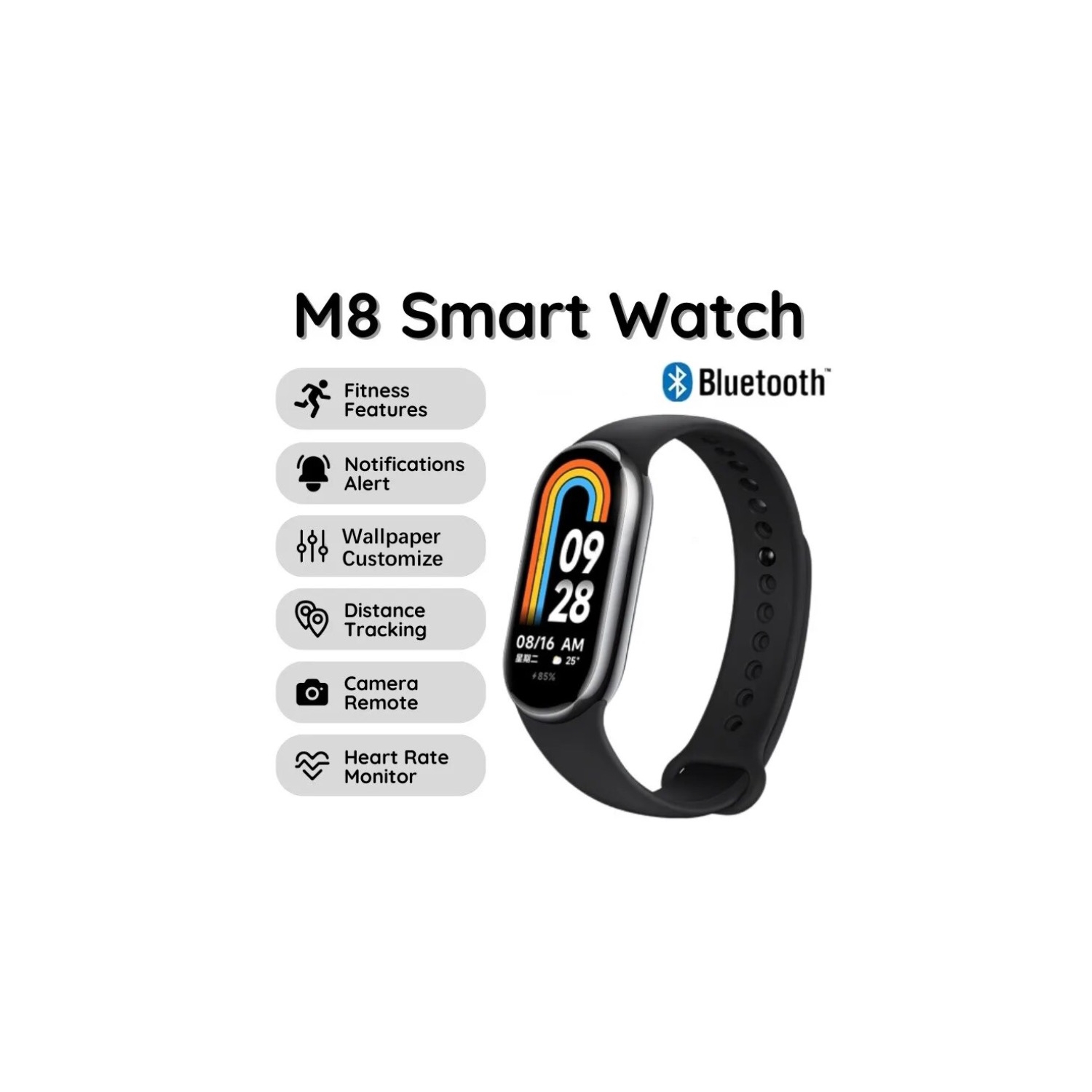 Foto 3 pulgar | Smart Watch M8 con Pantalla a Color IP67 Resistente al Agua y 80 mAh - Venta Internacional