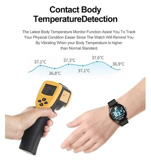 Foto 7 | Reloj Inteligente Smartwatch T88 Con Termómetro 310 Mah - Negro - Venta Internacional