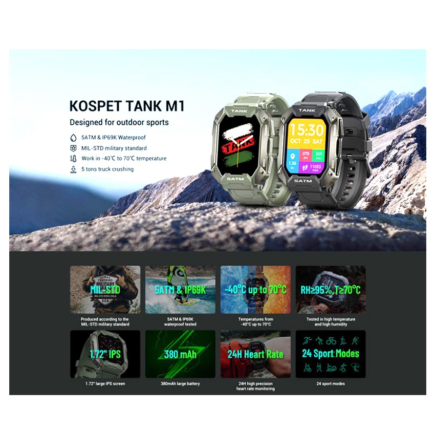 Foto 5 pulgar | Reloj Inteligente Bluetooth para Exteriores Smartwatch Kospet Tank - Venta Internacional