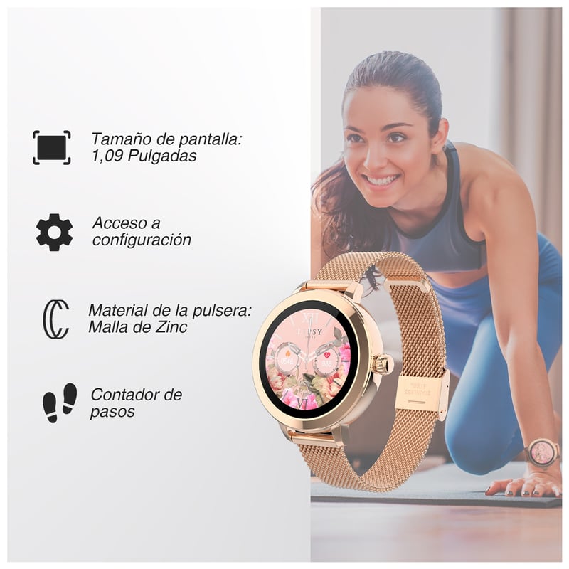 Foto 2 | Smartwatch TFT con Pantalla Táctil Completa Rosa - Venta Internacional