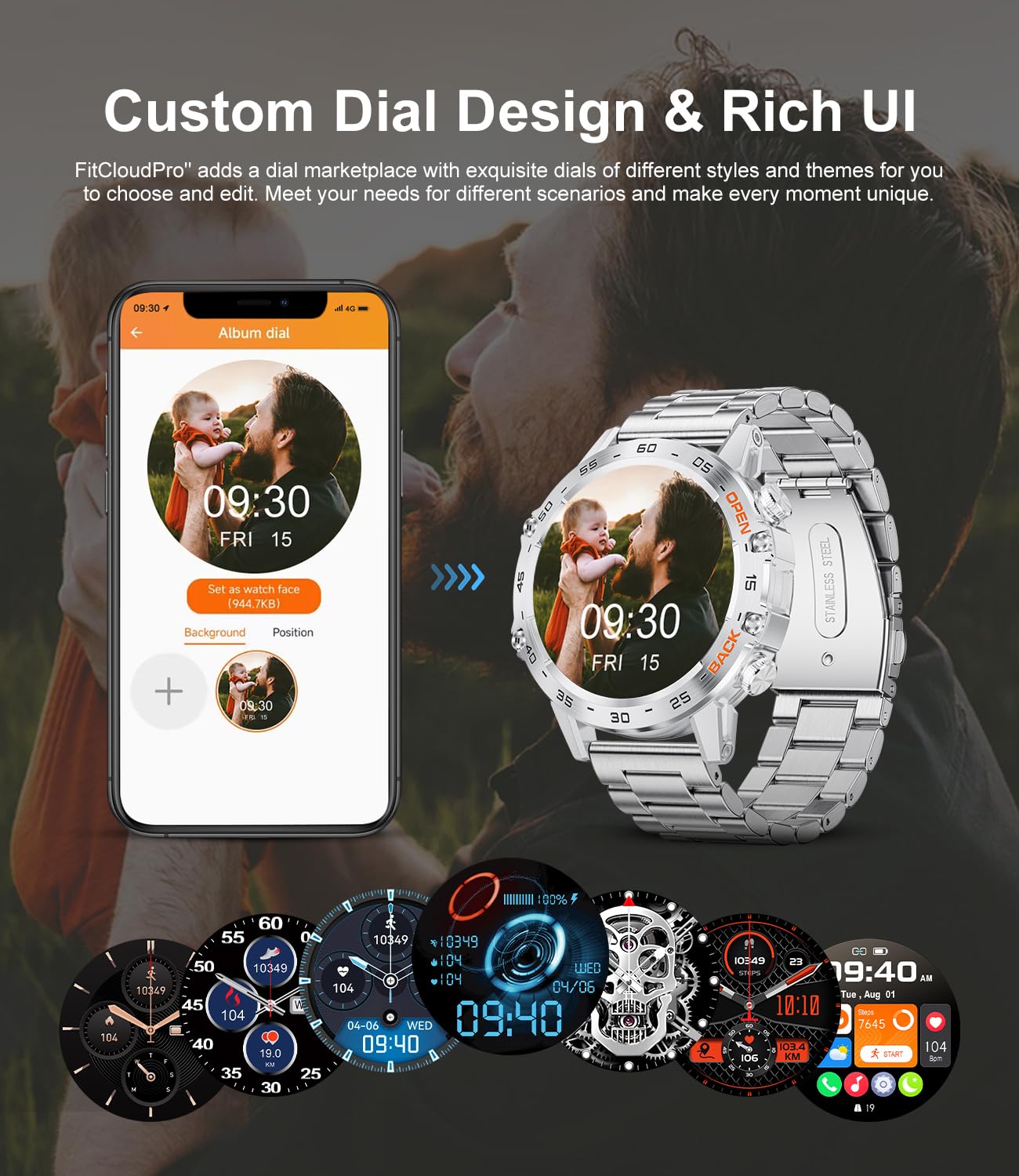 Foto 4 | Smartwatch Lige 1.39'' Military con Spo2 Monitor de Sueño Plateado - Venta Internacional