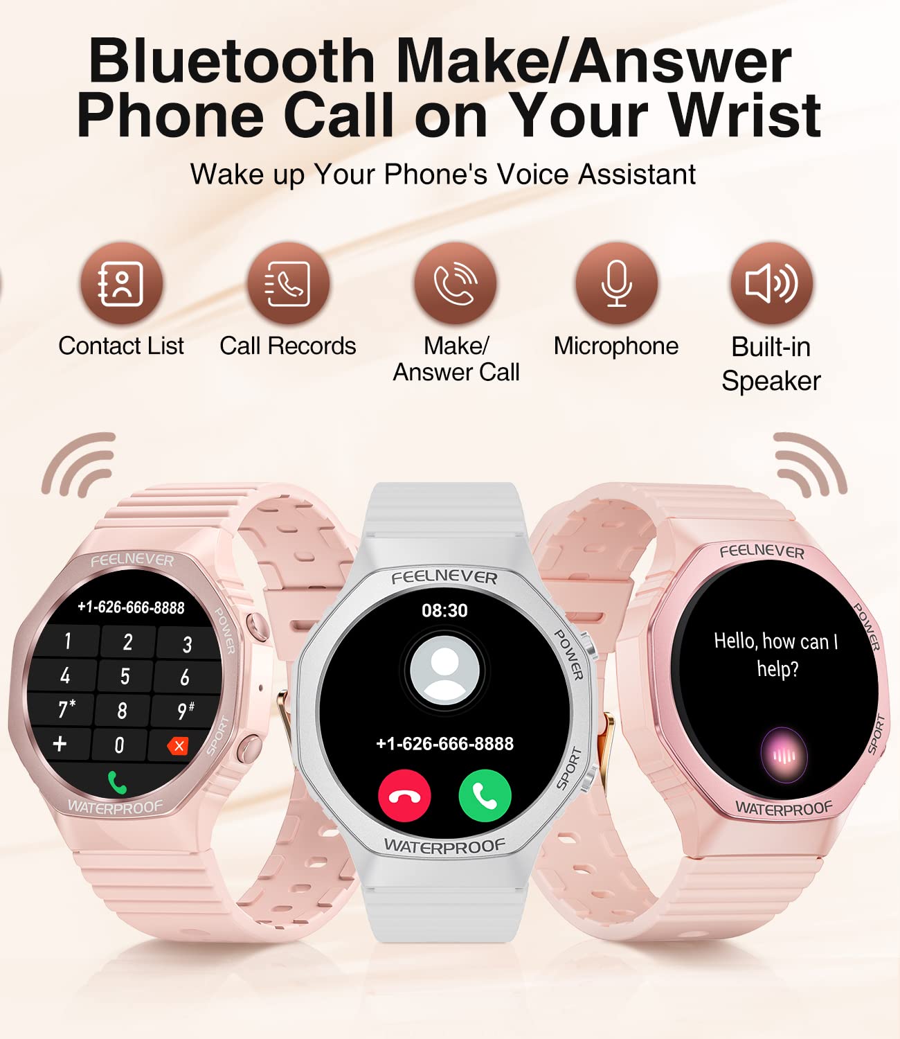 Foto 3 pulgar | Reloj Smartwatch Lige Rosa con Bluetooth-Venta Internacional