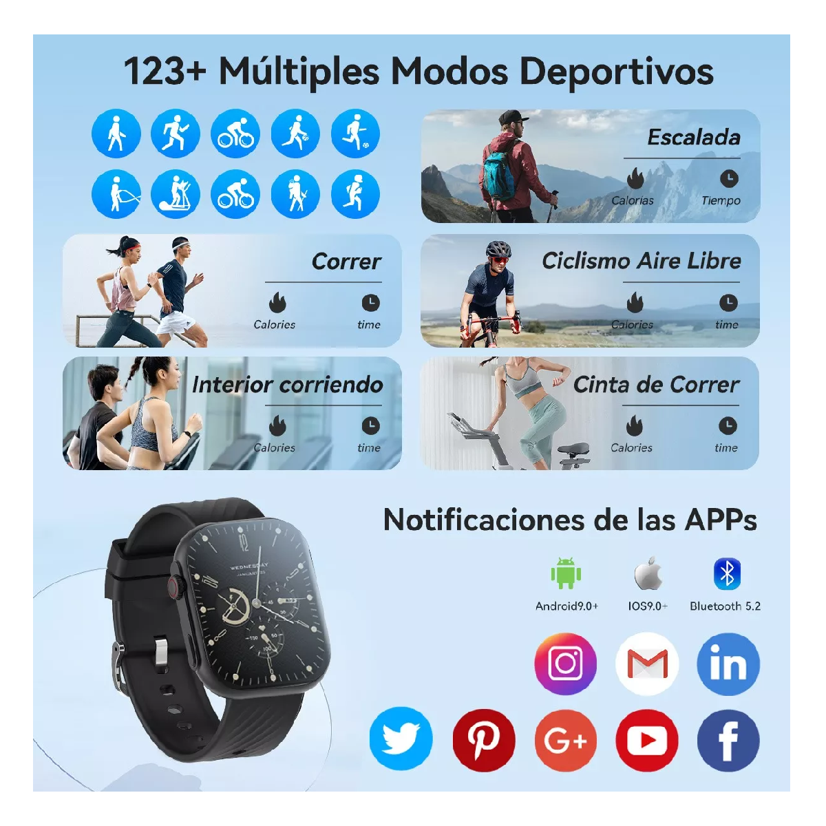 Foto 4 pulgar | Reloj Smartwatch Lab.G Negro con Bluetooth