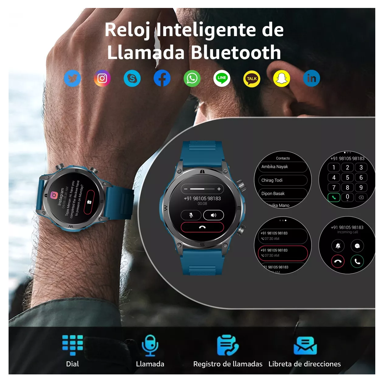 Foto 4 pulgar | Reloj Inteligente Deportivo HM37 con Llamadas y Seguimiento de Salud