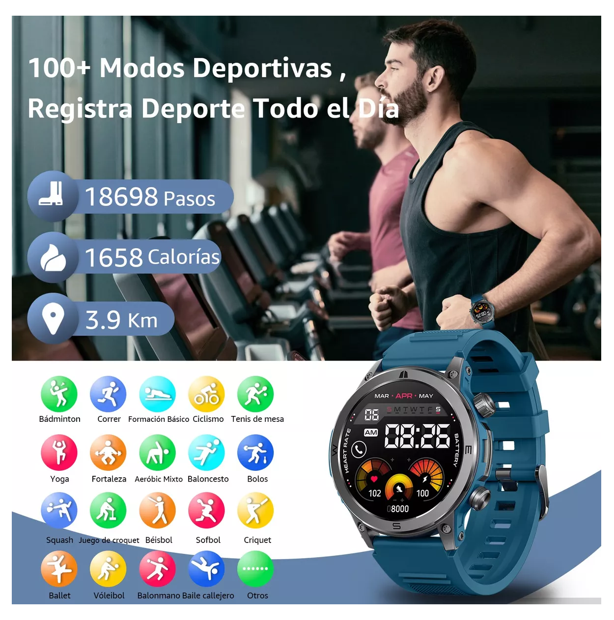 Foto 5 pulgar | Reloj Inteligente Deportivo HM37 con Llamadas y Seguimiento de Salud