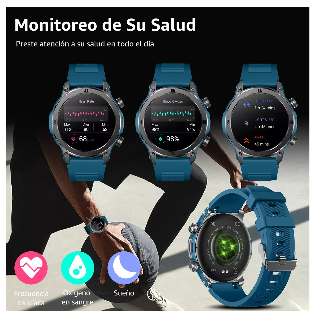 Foto 6 pulgar | Reloj Inteligente Deportivo HM37 con Llamadas y Seguimiento de Salud