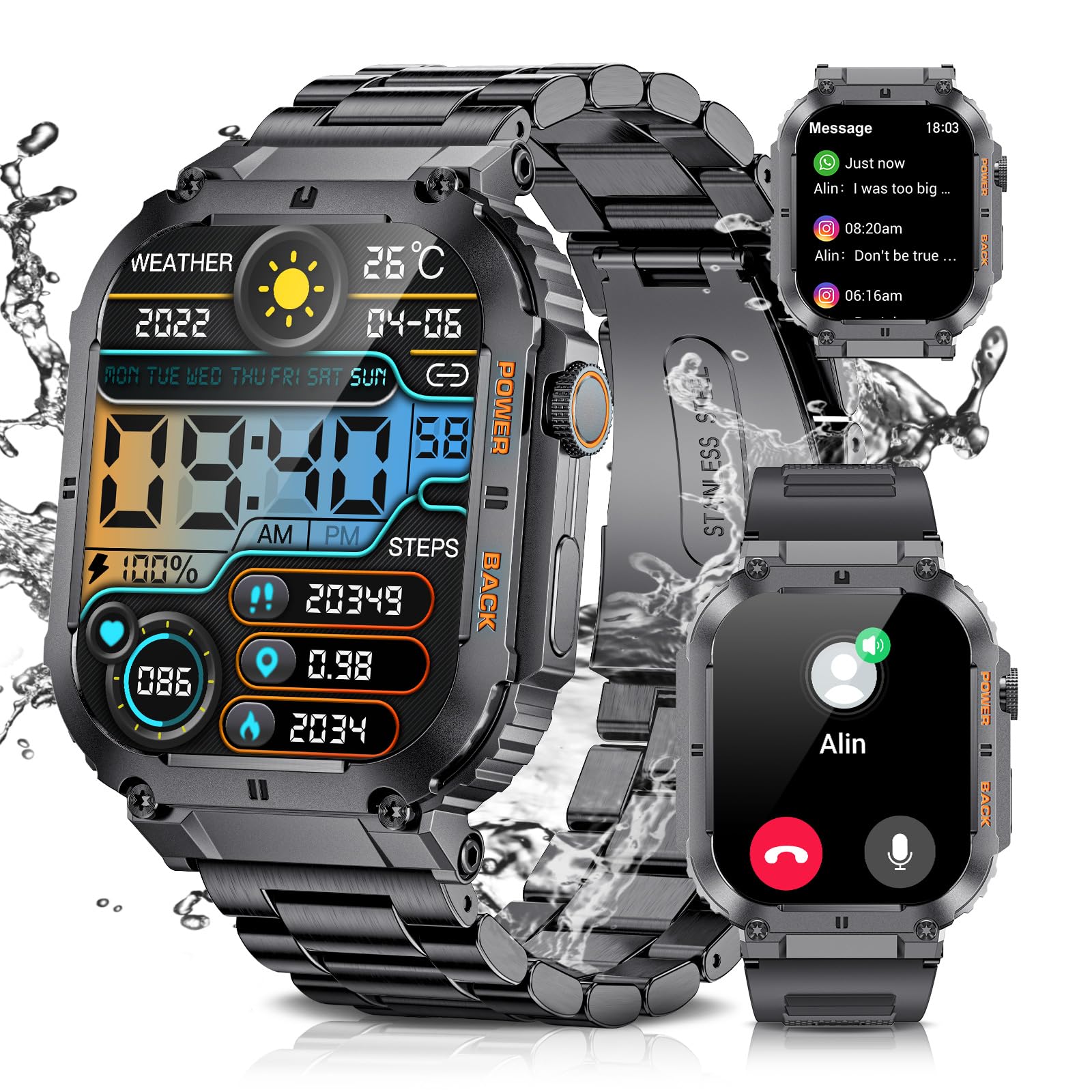 Foto 2 pulgar | Reloj Inteligente Lige Military para Hombre con Monitor de Actividad Física Hd Ip67 - Venta Internacional.