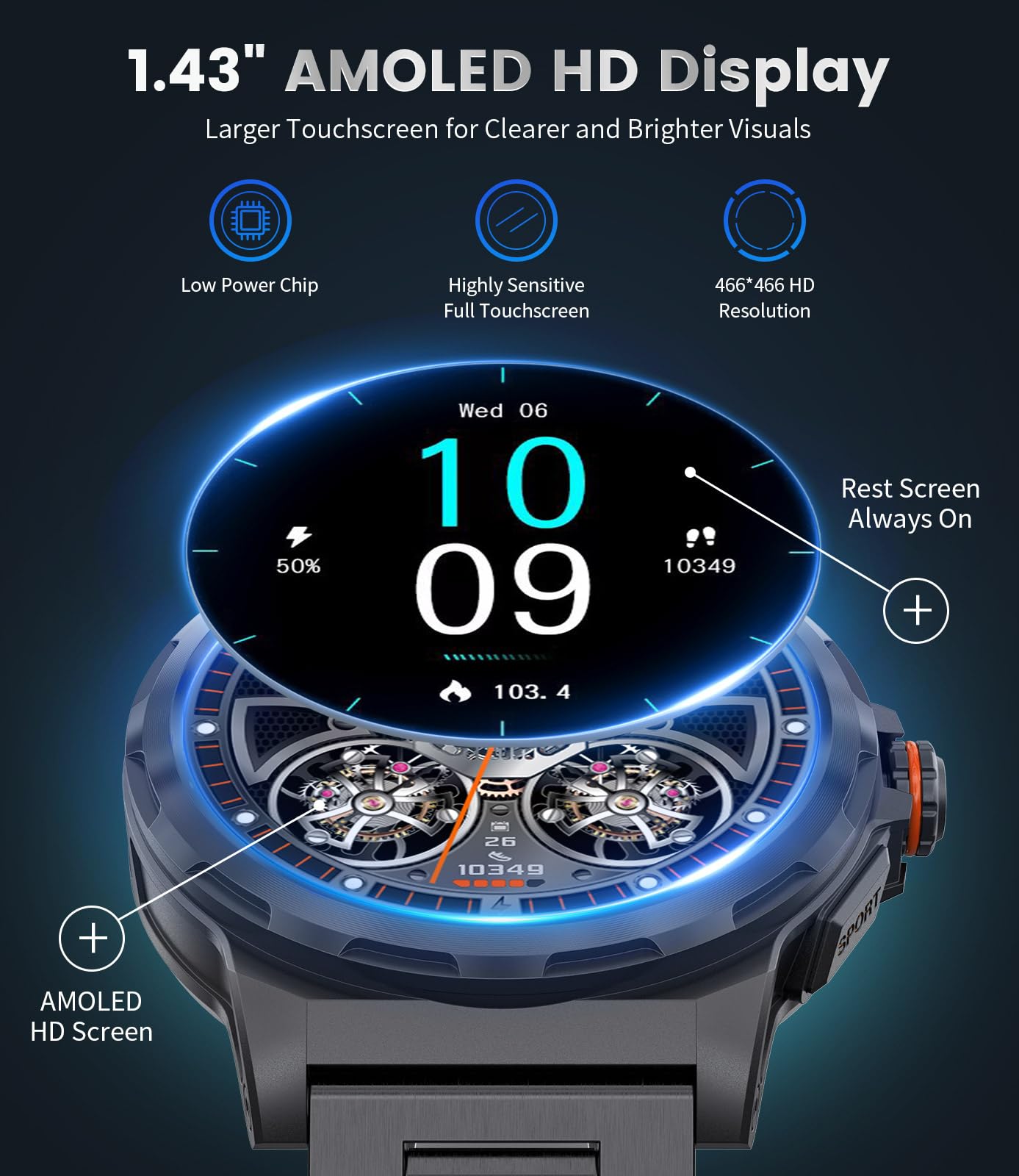 Foto 4 pulgar | Reloj Inteligente Lige Military De 1,43 Pulgadas Amoled Más De 120 Modos Deportivos - Venta Internacional