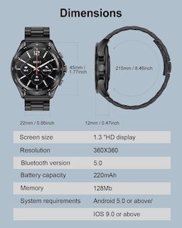Foto 7 | Reloj Inteligente Lige para Hombre 1,32 Pulgadas Negro - Venta Internacional