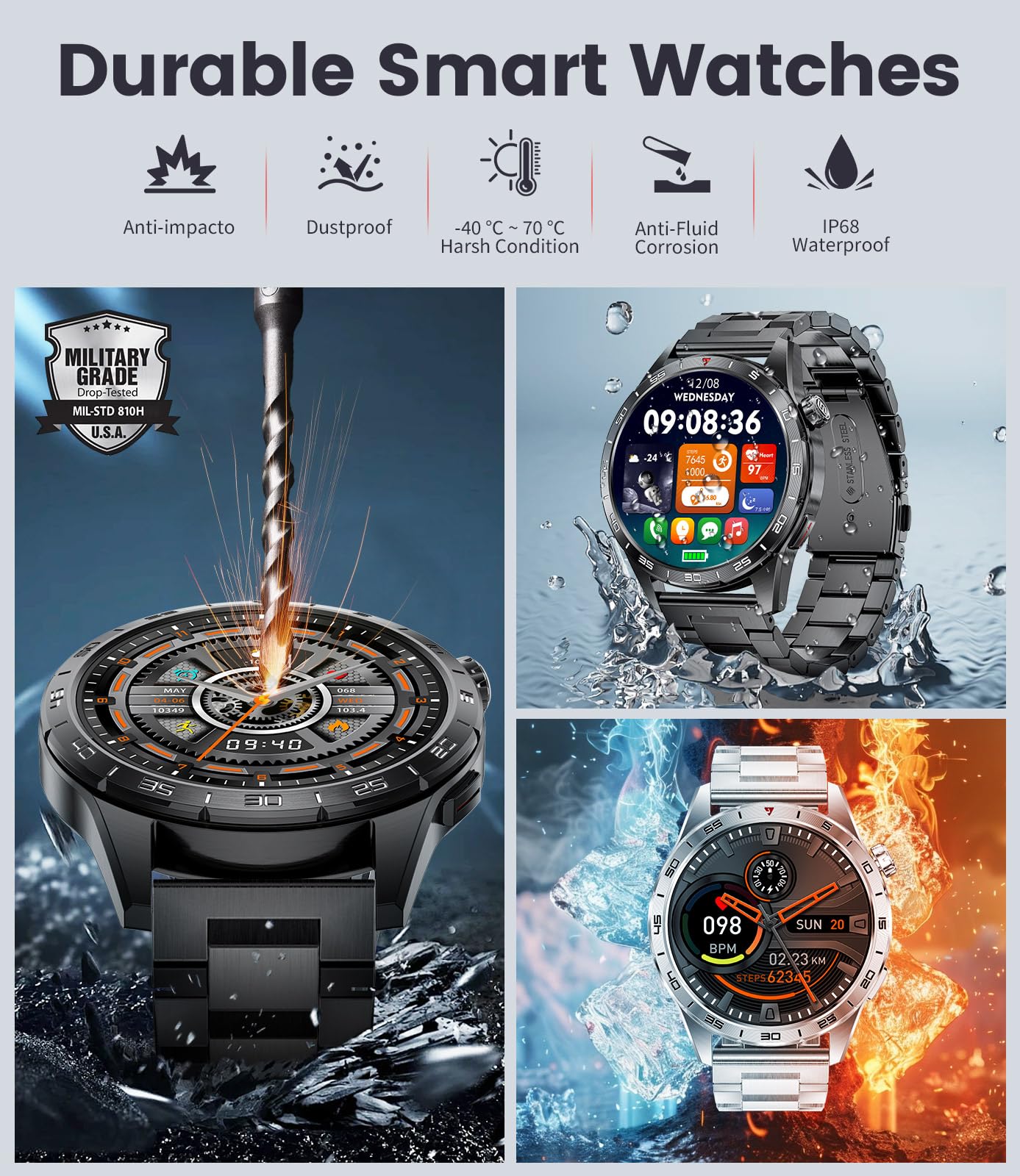 Foto 3 | Smartwatch Lige 2024 con Pantalla Amoled de 1,43 Pulgadas de 3 Correas para Hombre - Venta Internacional
