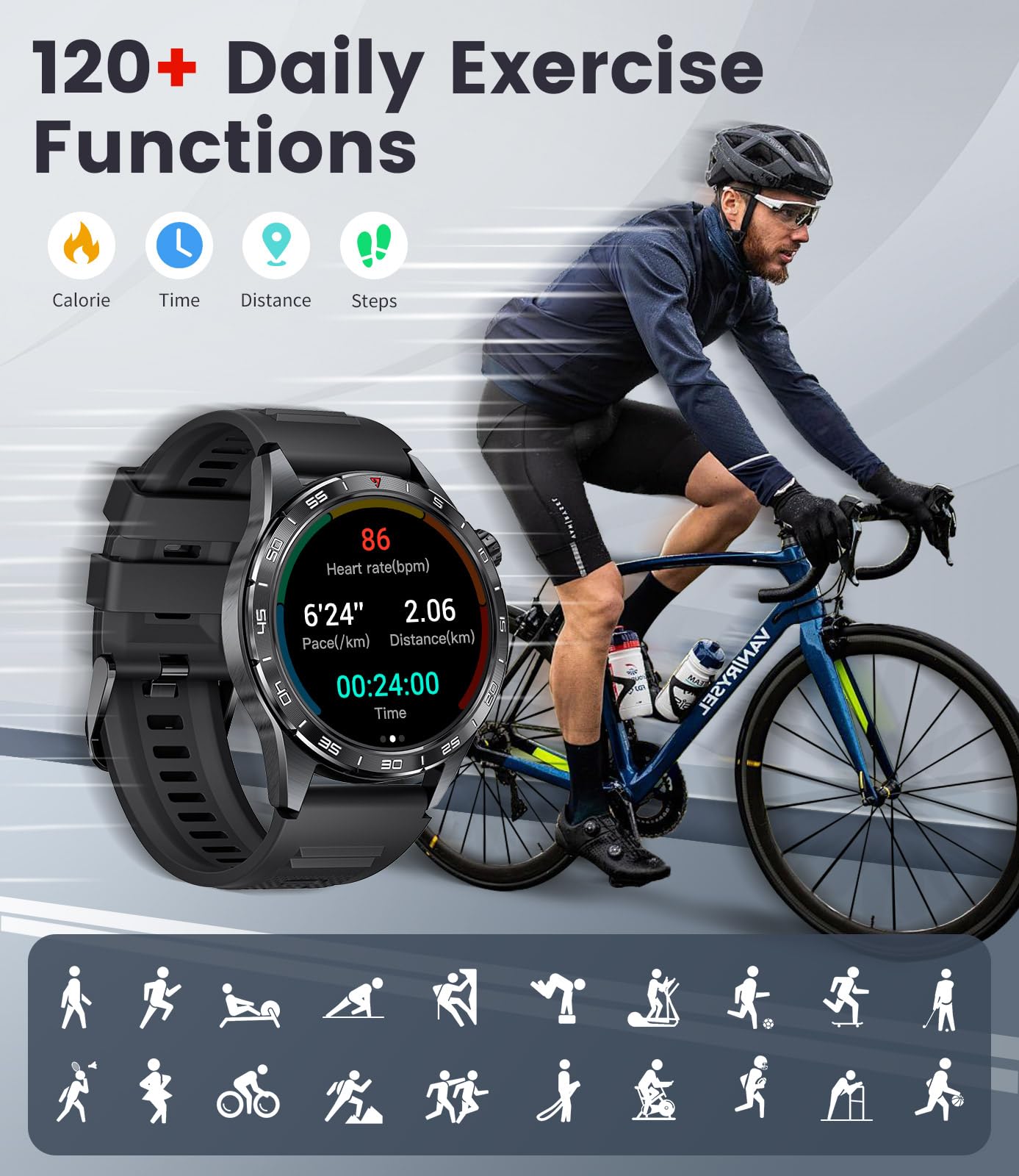 Foto 5 pulgar | Smartwatch Lige 2024 con Pantalla Amoled de 1,43 Pulgadas de 3 Correas para Hombre - Venta Internacional