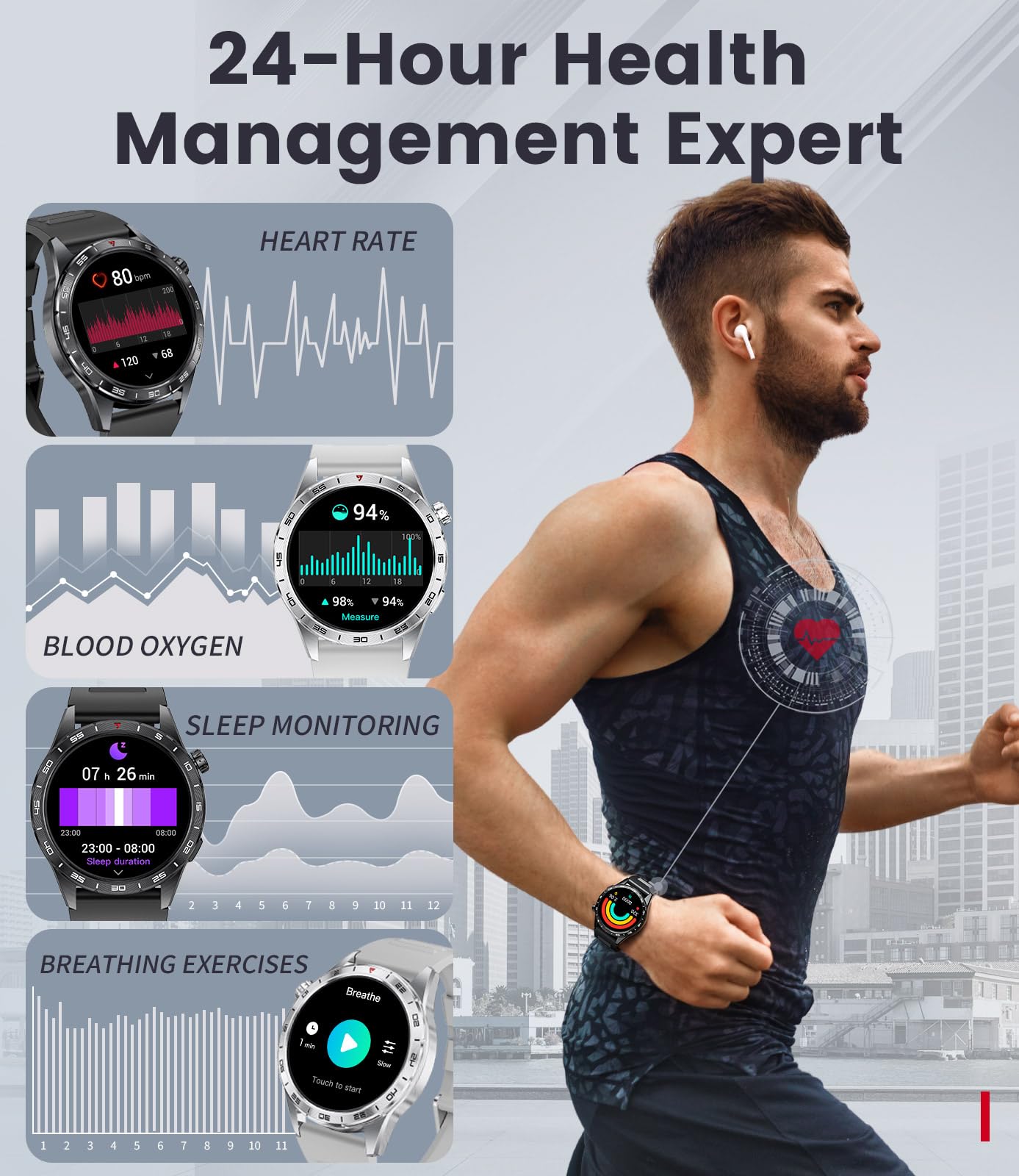 Foto 6 pulgar | Smartwatch Lige 2024 con Pantalla Amoled de 1,43 Pulgadas de 3 Correas para Hombre - Venta Internacional