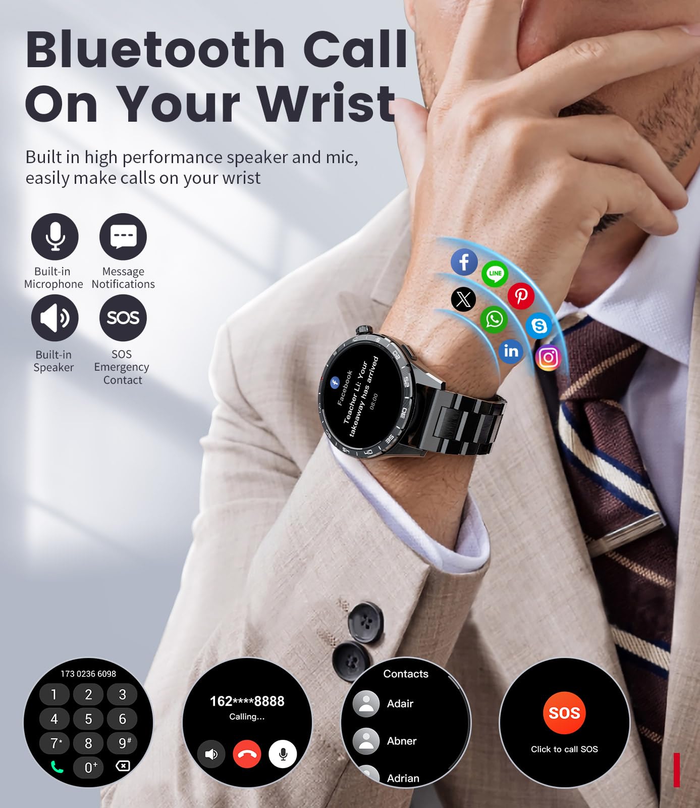Foto 7 pulgar | Smartwatch Lige 2024 con Pantalla Amoled de 1,43 Pulgadas de 3 Correas para Hombre - Venta Internacional