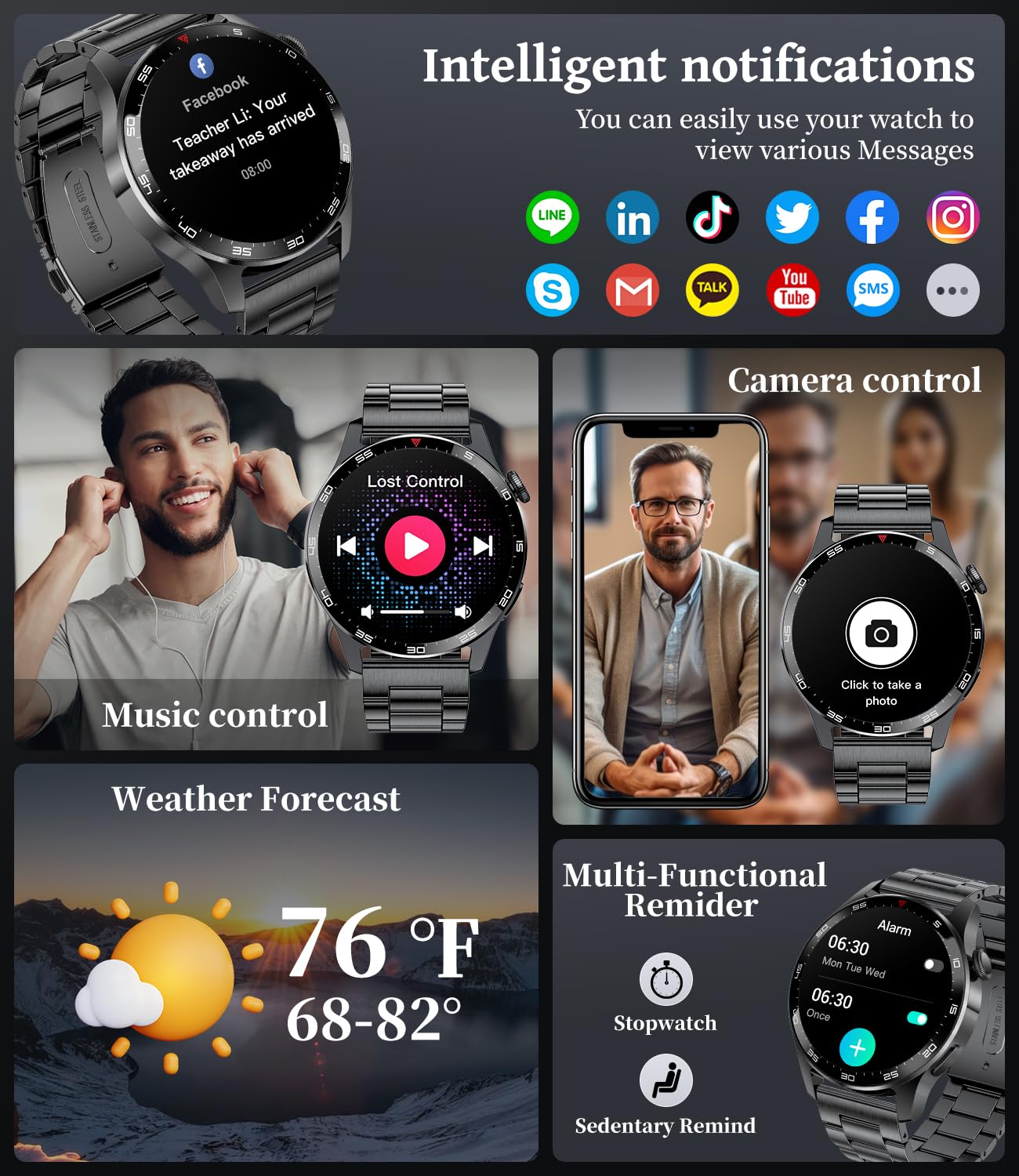 Foto 5 pulgar | Reloj Inteligente Lige para Hombre Android y iphone - Venta Internacional