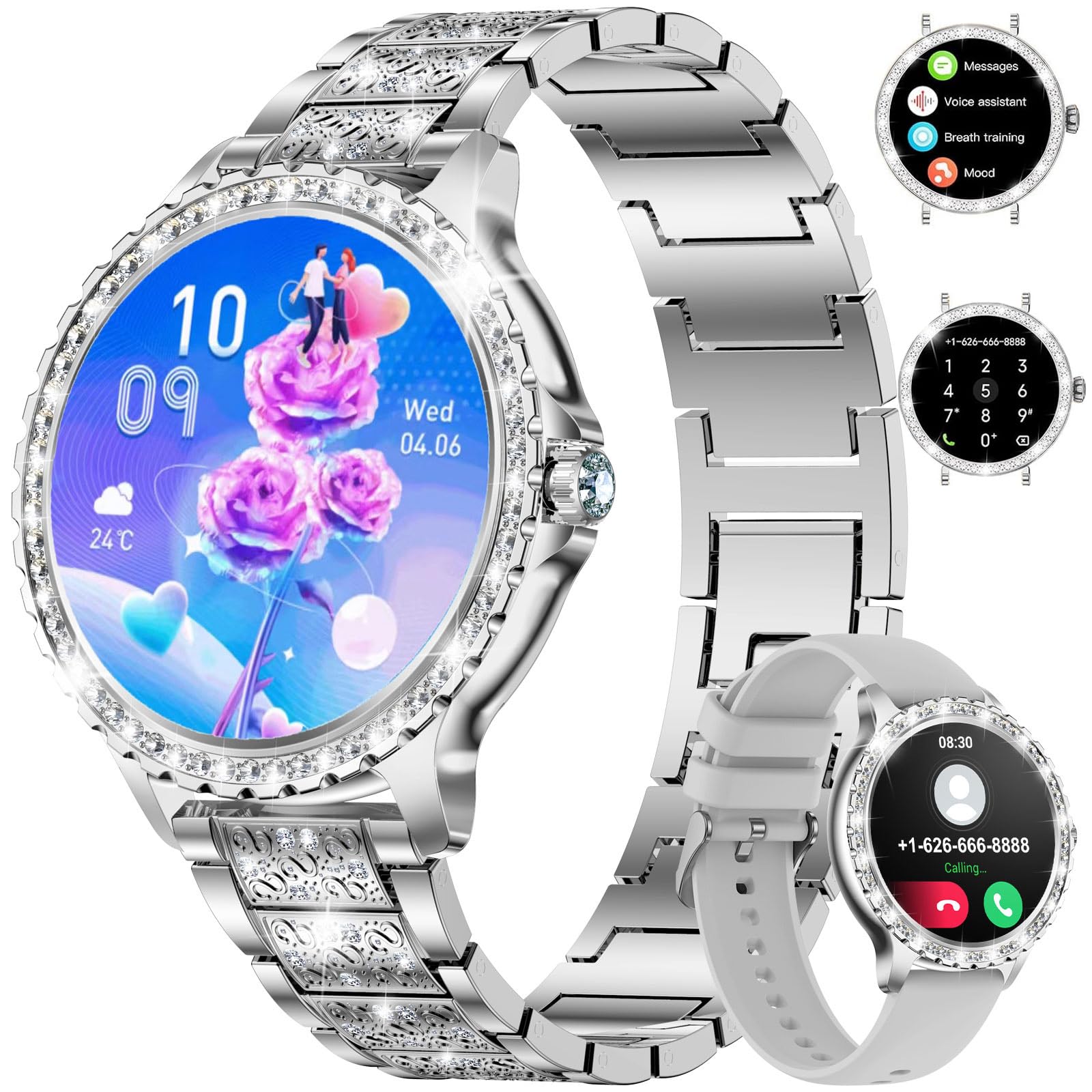 Foto 2 pulgar | Reloj Inteligente Lige con Función de Responder y hacer Llamadas  Plateado 1.3 Pulgadas para Mujer - Venta Internaciona