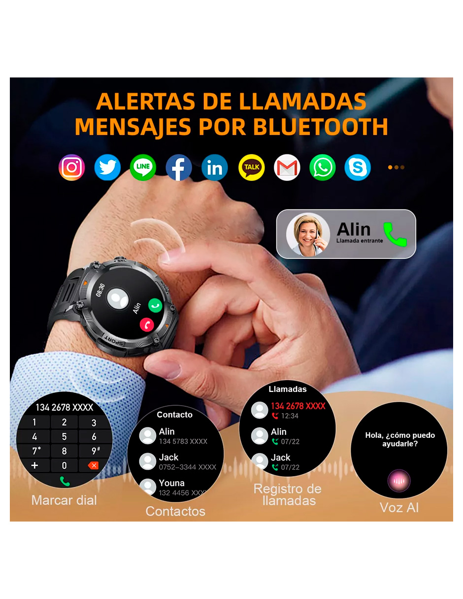 Foto 4 | Reloj Inteligente Bw0723 Pro Full Touch Pantalla HD para Aventuras al Aire Libre