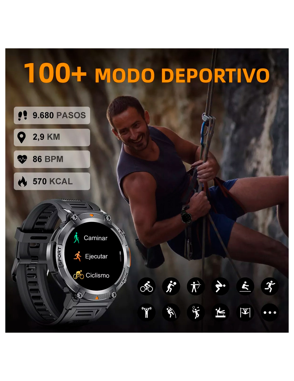 Foto 6 pulgar | Reloj Inteligente Bw0723 Pro Full Touch Pantalla HD para Aventuras al Aire Libre