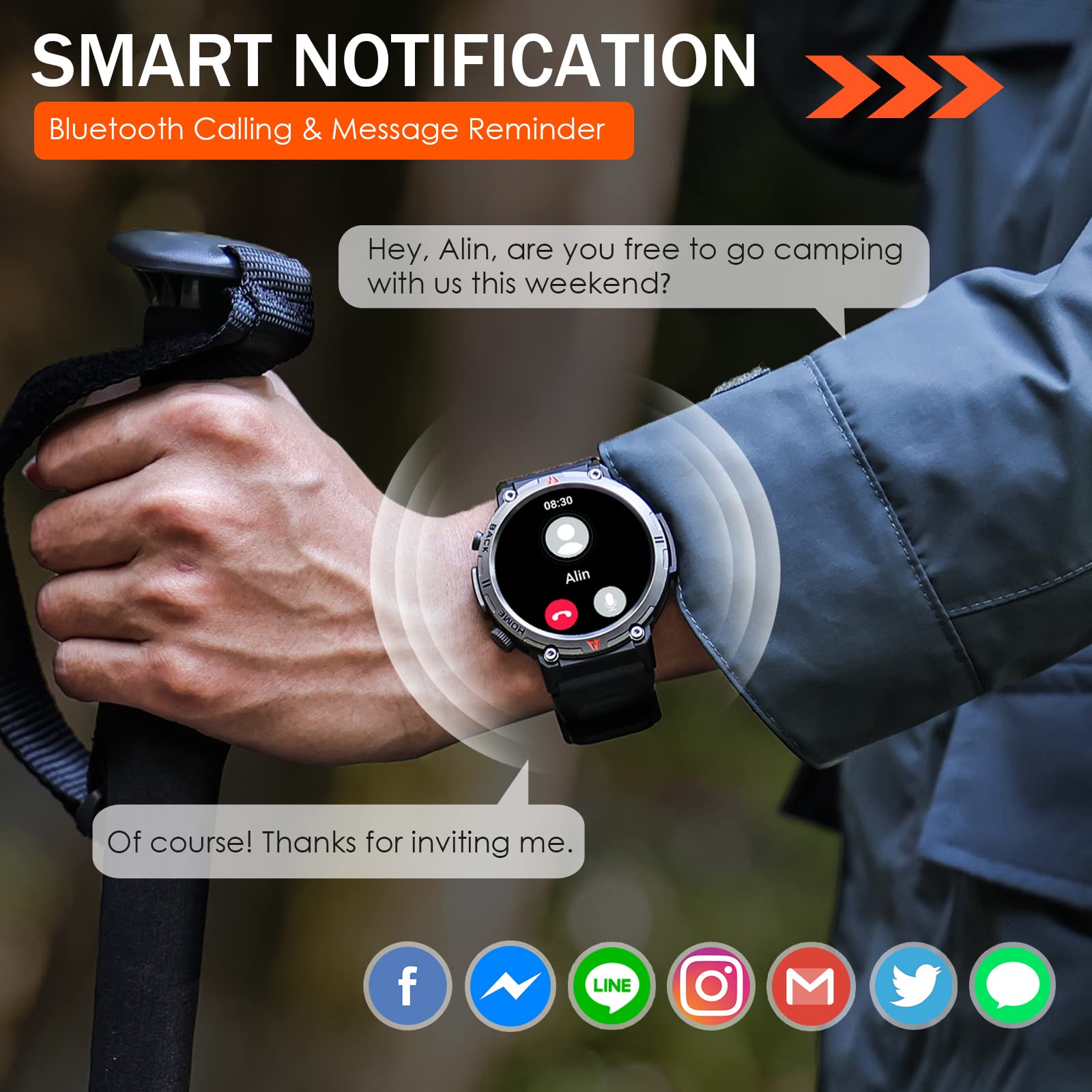 Foto 7 pulgar | Reloj Smartwatch Eigiis Negro con Bluetooth-Venta Internacional