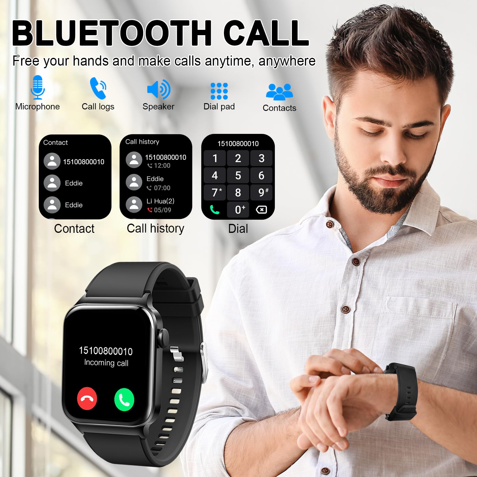 Foto 2 | Reloj Smartwatch Donerton Negro con Bluetooth-Venta Internacional