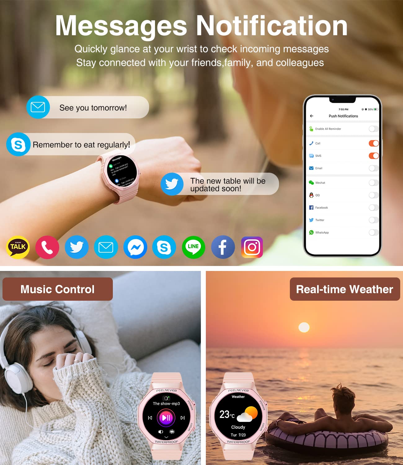 Foto 4 pulgar | Reloj Smartwatch Lige Rosa con Bluetooth-Venta Internacional