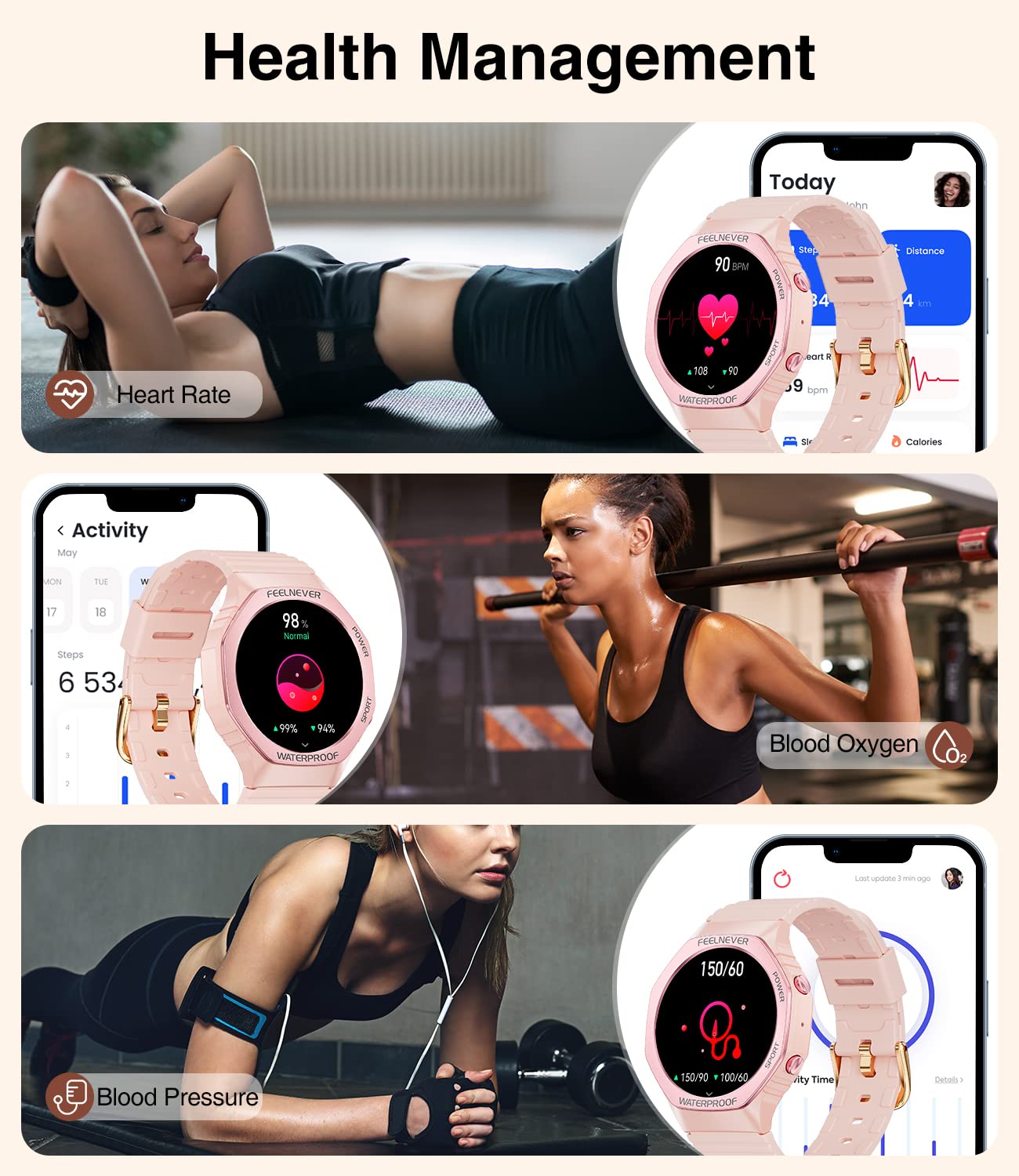 Foto 6 pulgar | Reloj Smartwatch Lige Rosa con Bluetooth-Venta Internacional