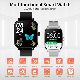 Foto 2 | Reloj Smartwatch Negro con Bluetooth-Venta Internacional