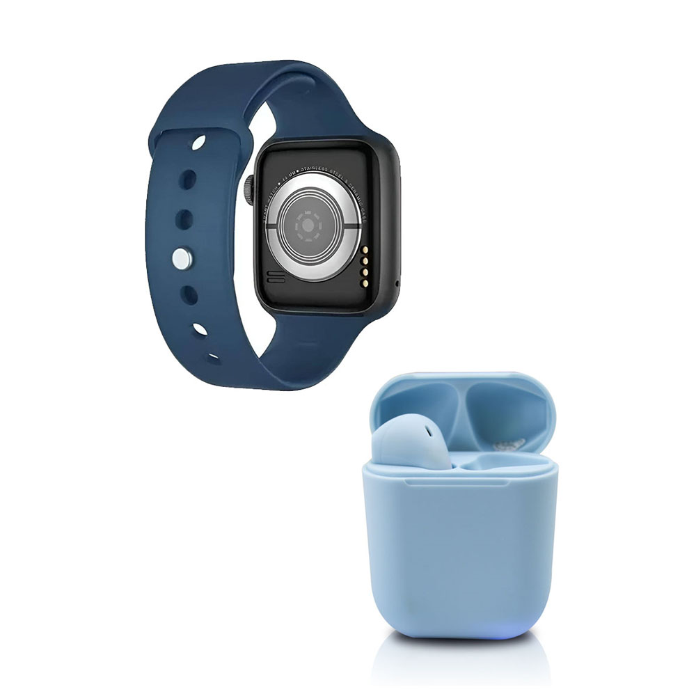 Foto 4 pulgar | Kit Smartwatch T500+ y Audífonos Twins Azules