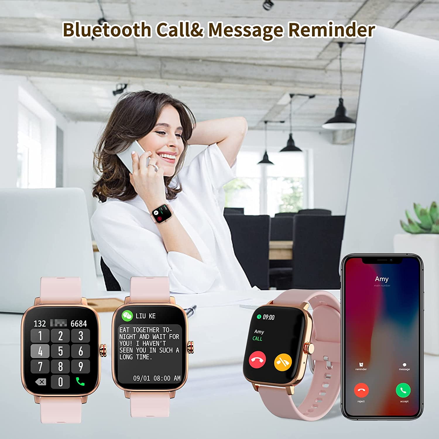 Foto 8 pulgar | Smartwatch Viplive Con Pantalla Táctil De 1.7 Pulgadas, Llamadas Y Sms, Rosa - Venta Internacional.