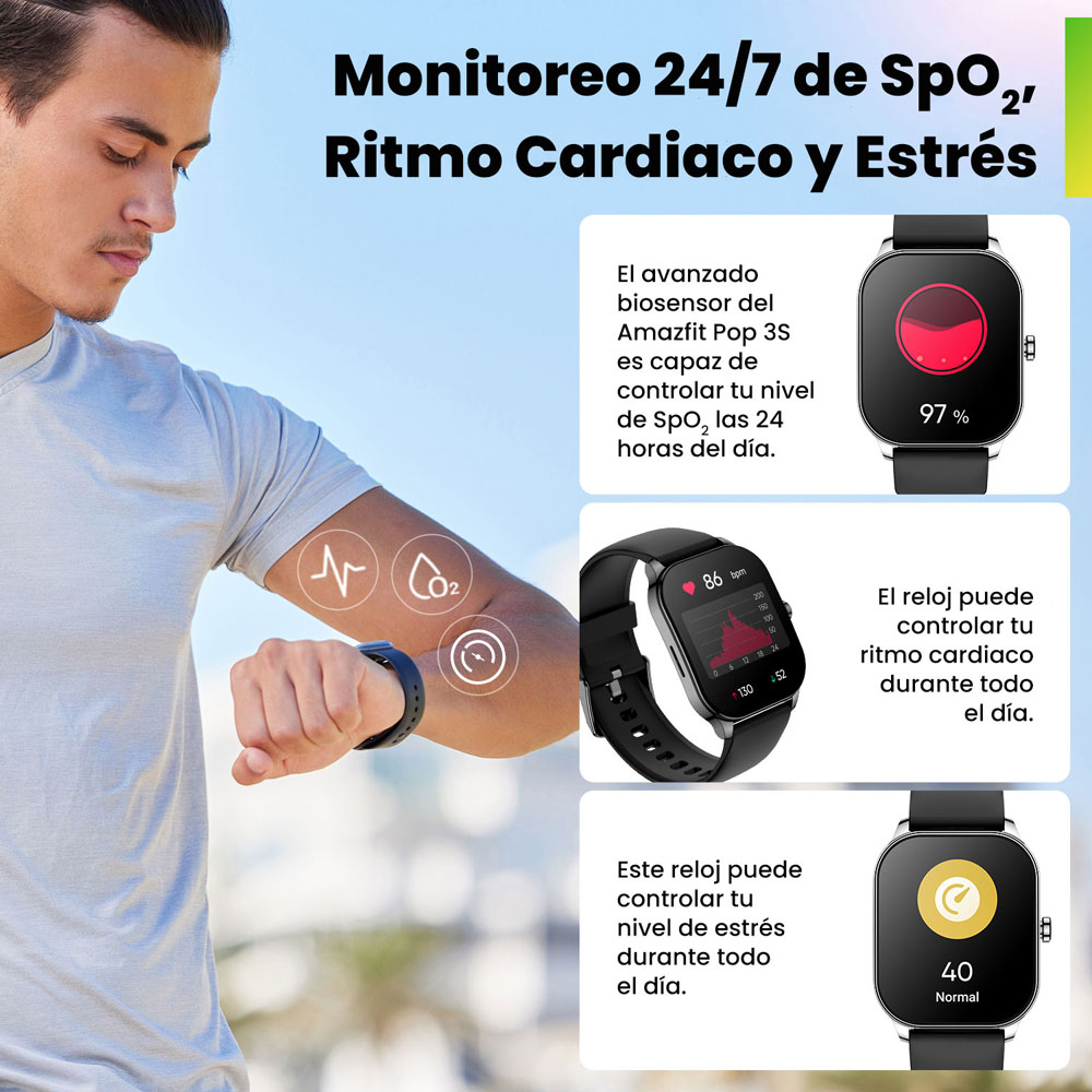 Foto 7 pulgar | Smartwatch Amazfit Pop 3s Responde Y Realiza Llamadas