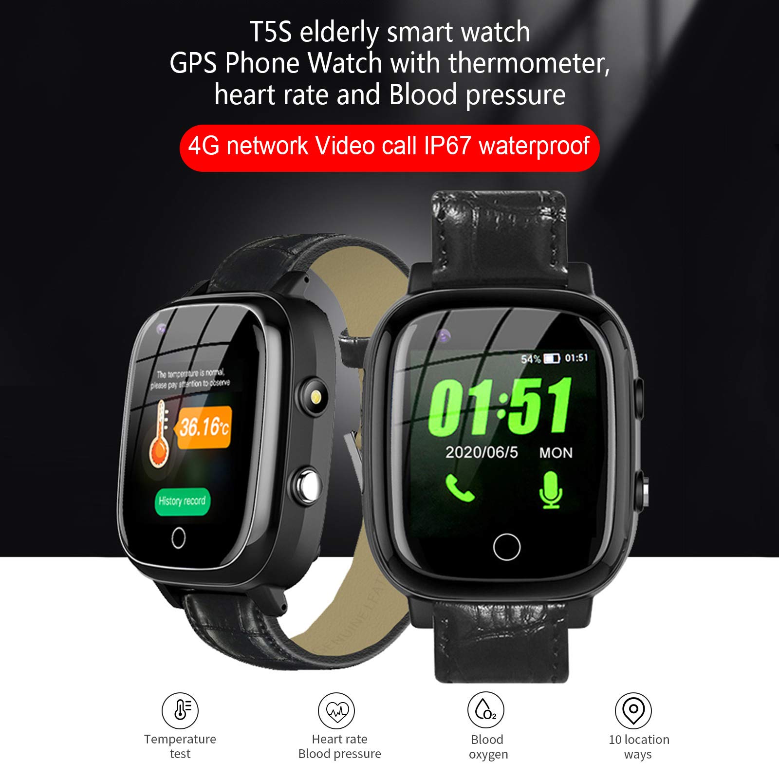 Foto 2 | Reloj Inteligente Ele Eleoption Para Personas Mayores Con Gps 4g De Frecuencia Cardíaca Ip67 - Venta Internacional.