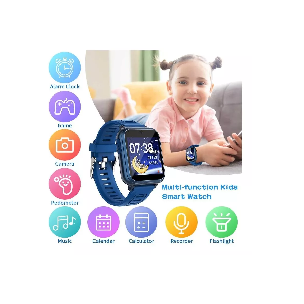 Foto 3 pulgar | Reloj Inteligente Para Niños, 24 Juegos, Podómetro, Cámara,  Eo Safe Imports Esi-14619 Azul