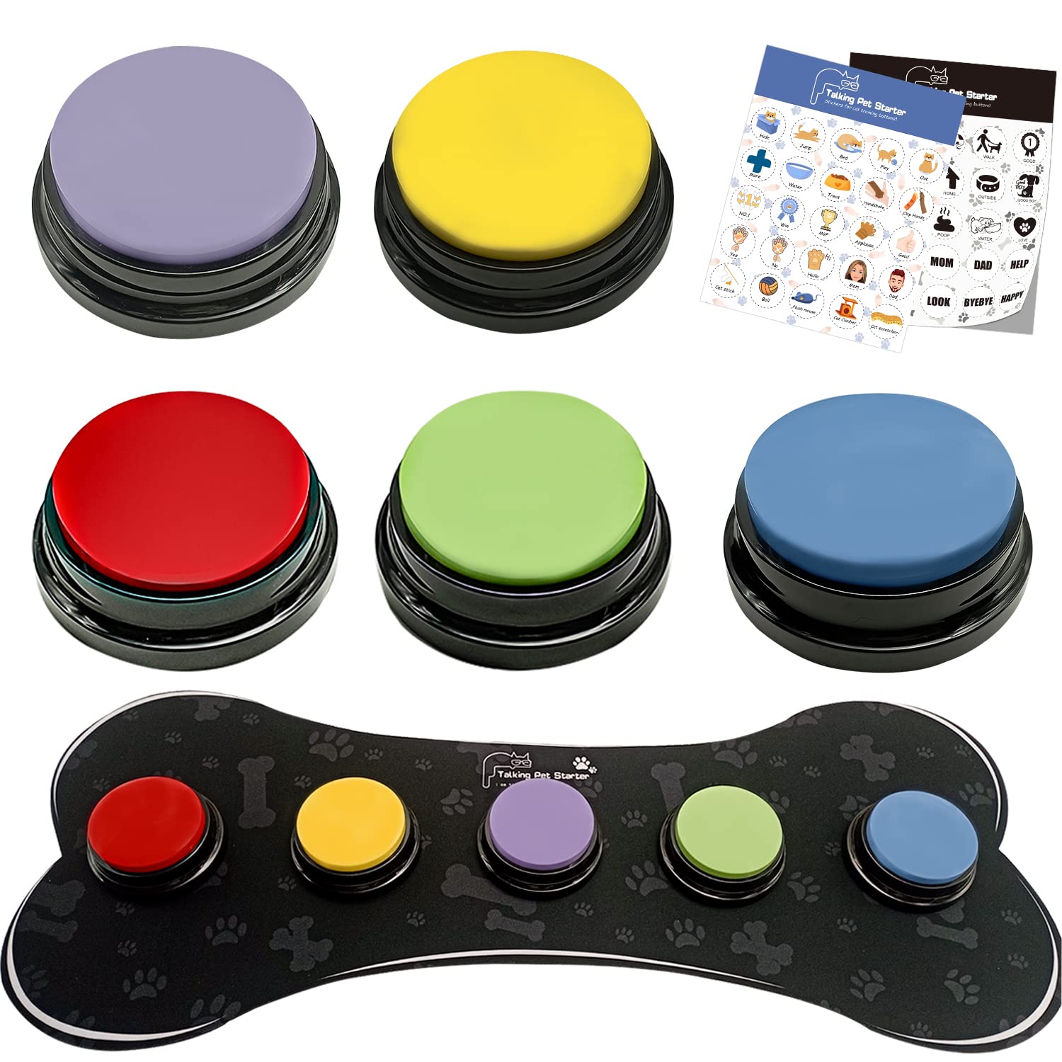 Foto 2 pulgar | Juego De 5 Botones De Perros De Colores Con Tapete De Goma Para La Comunicación - Venta Internacional.