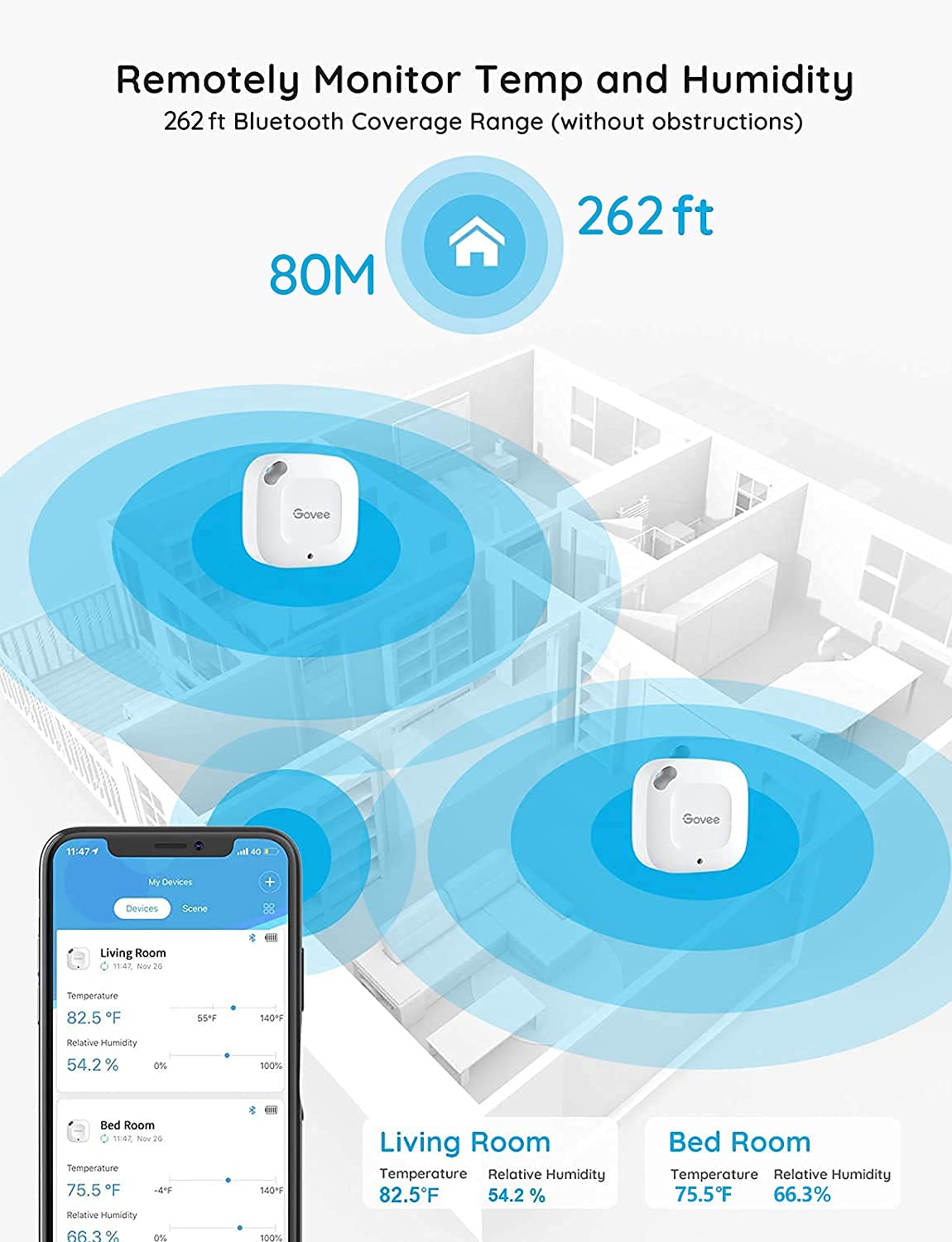 Foto 6 | Higrómetro Termómetro Govee Bluetooth Inalámbrico, Paquete De 3 - Venta Internacional.