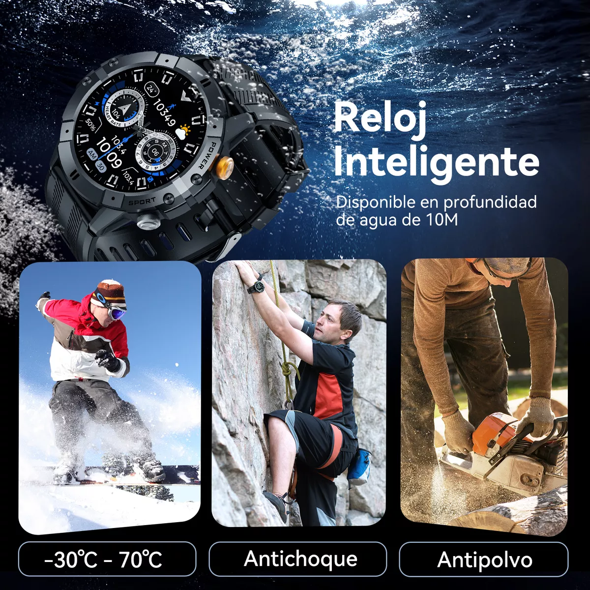 Foto 4 pulgar | Smartwatch Reloj Inteligente Resistente Al Agua Eo Safe Imports Esi-15458 Negro