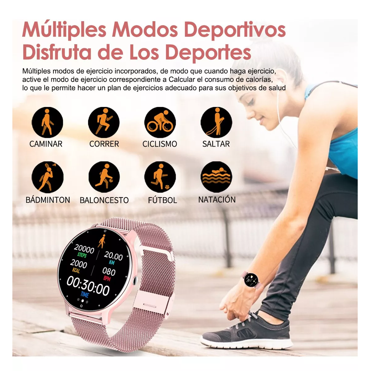 Foto 4 pulgar | Smartwatch Reloj Inteligente Deportivo Eo Safe Imports Esi-15466 Rosa