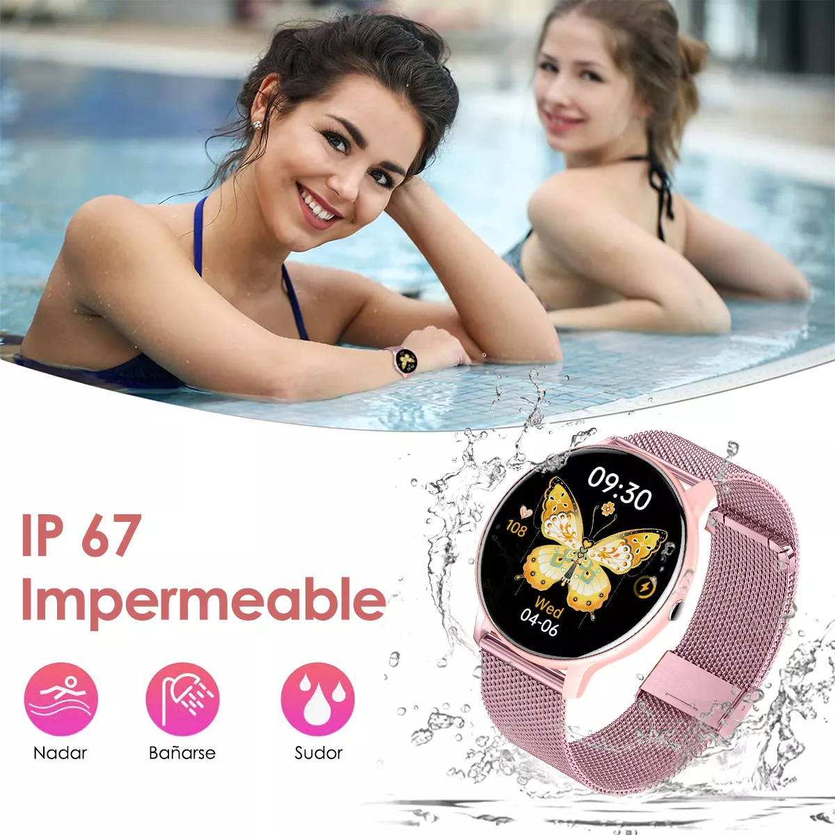 Foto 6 pulgar | Smartwatch Reloj Inteligente Deportivo Eo Safe Imports Esi-15466 Rosa