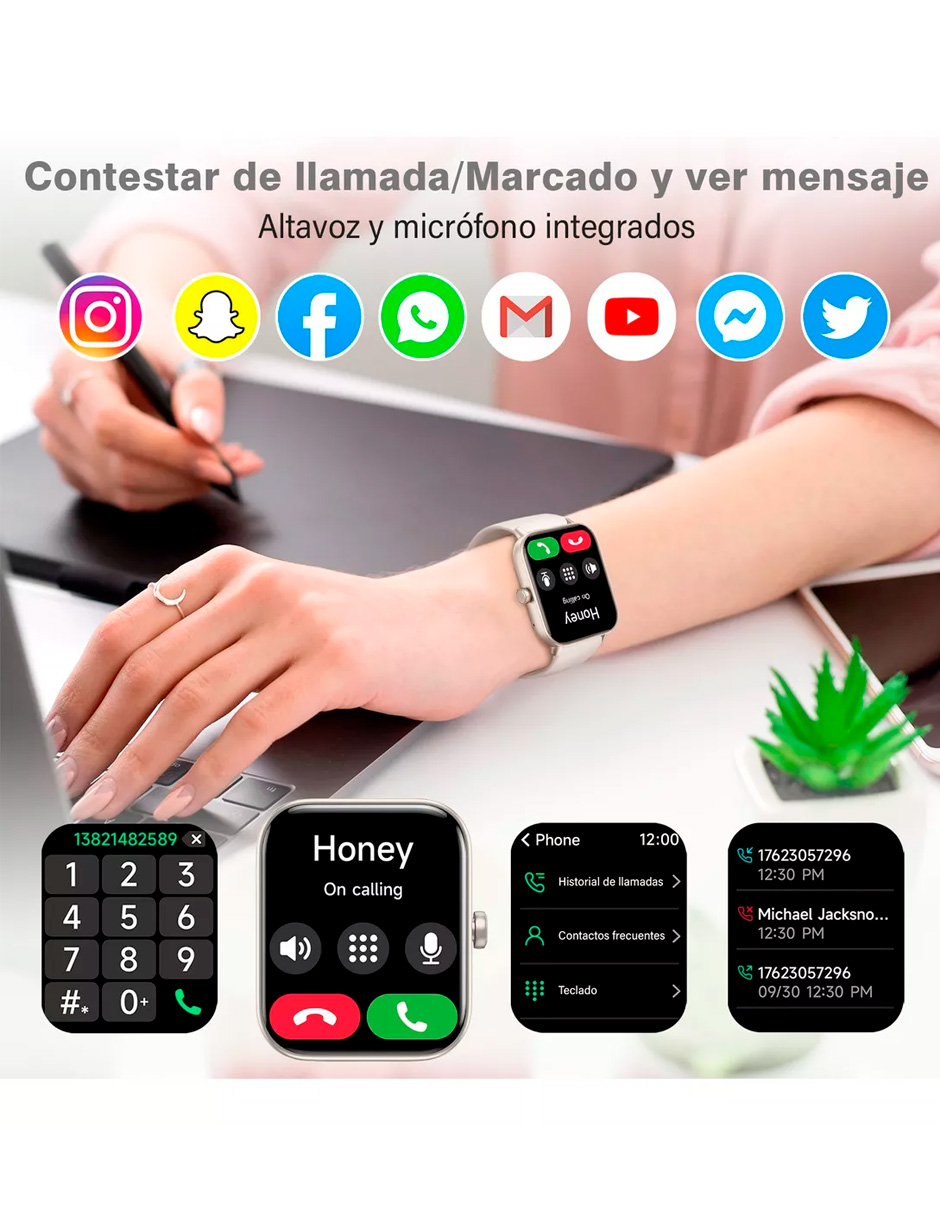 Foto 4 | Reloj Inteligente Id-w19 Petukita Box Pantalla Hd Llamadas Bluetooth Compatible Con Asistente Virtual