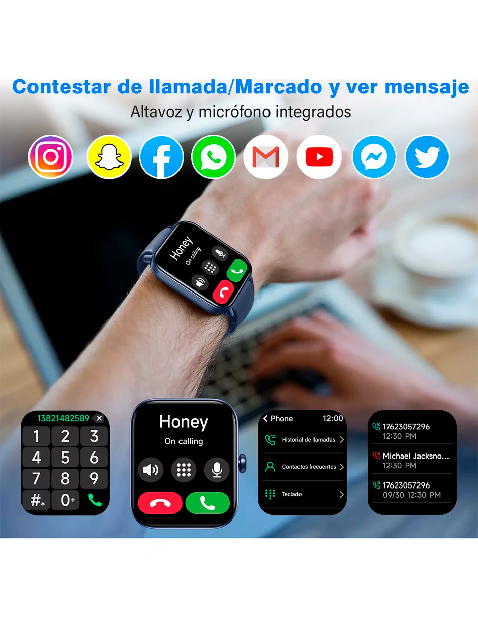 Foto 5 pulgar | Reloj Inteligente Id-w19 Petukita Box Pantalla Hd Llamadas Bluetooth Compatible  Con Asistente Virtual