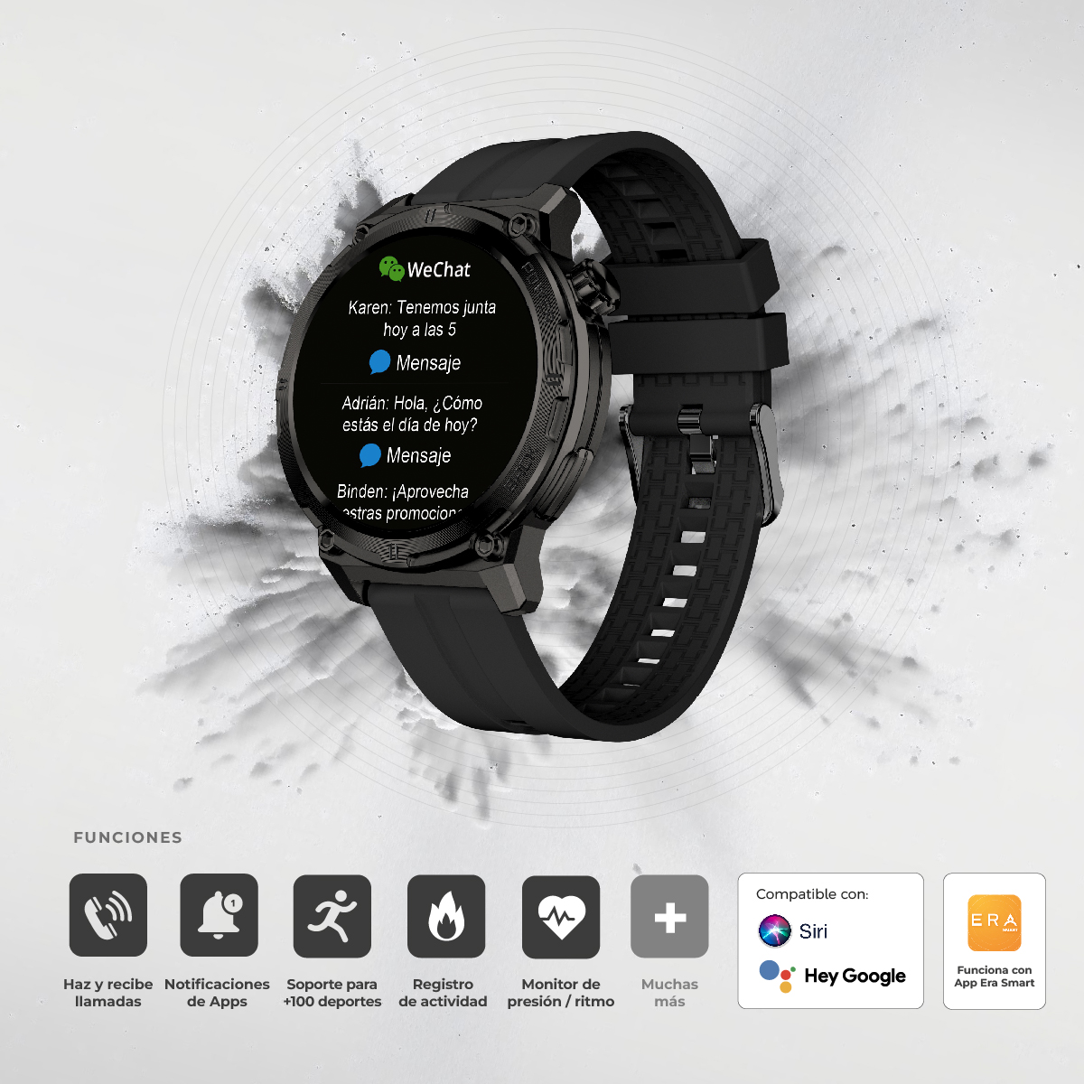 Foto 2 | Smartwatch Binden Era Army Eros Negro Reloj Inteligente Para Hombre