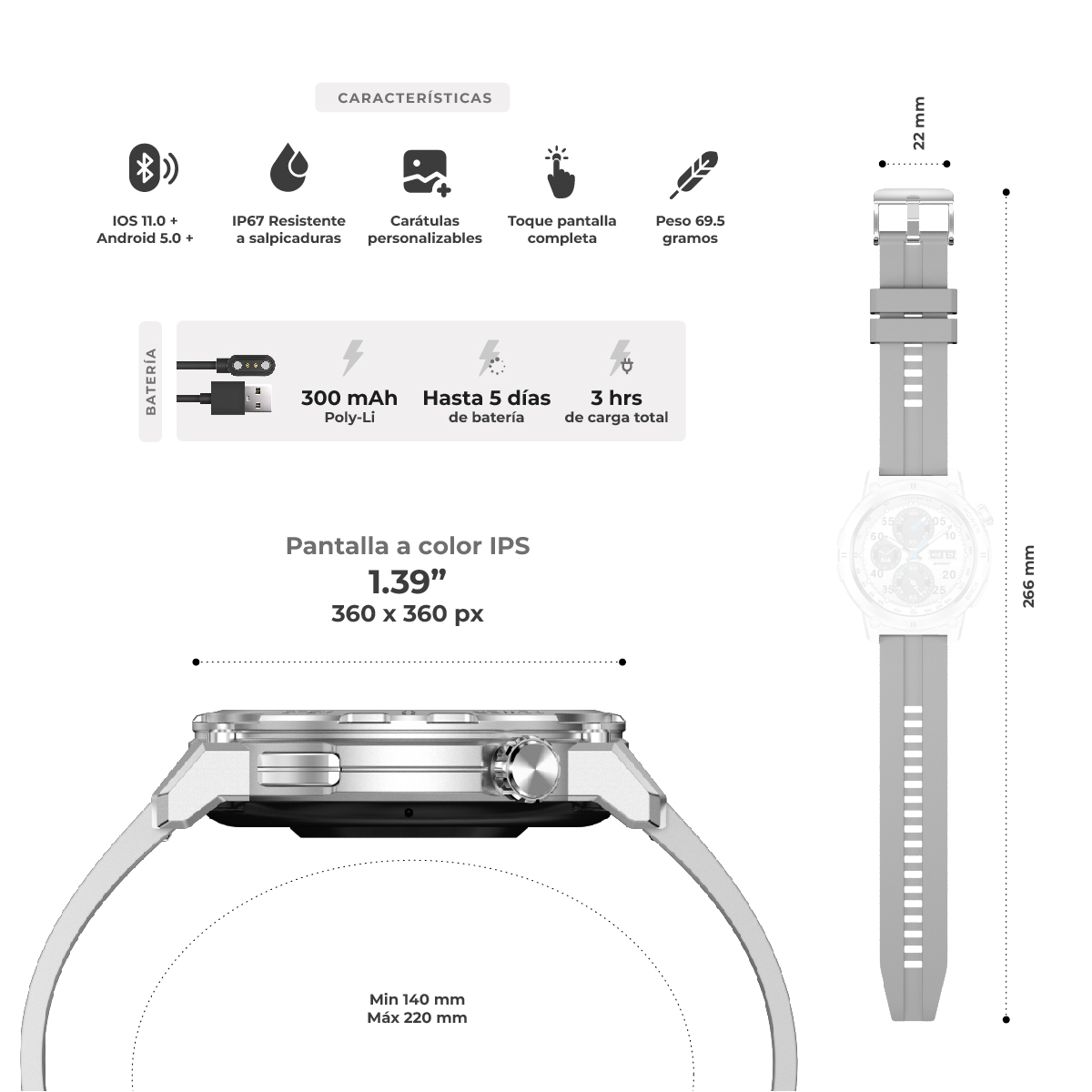 Foto 4 pulgar | Smartwatch Binden Era Army Eros Gris Reloj Inteligente Para Hombre