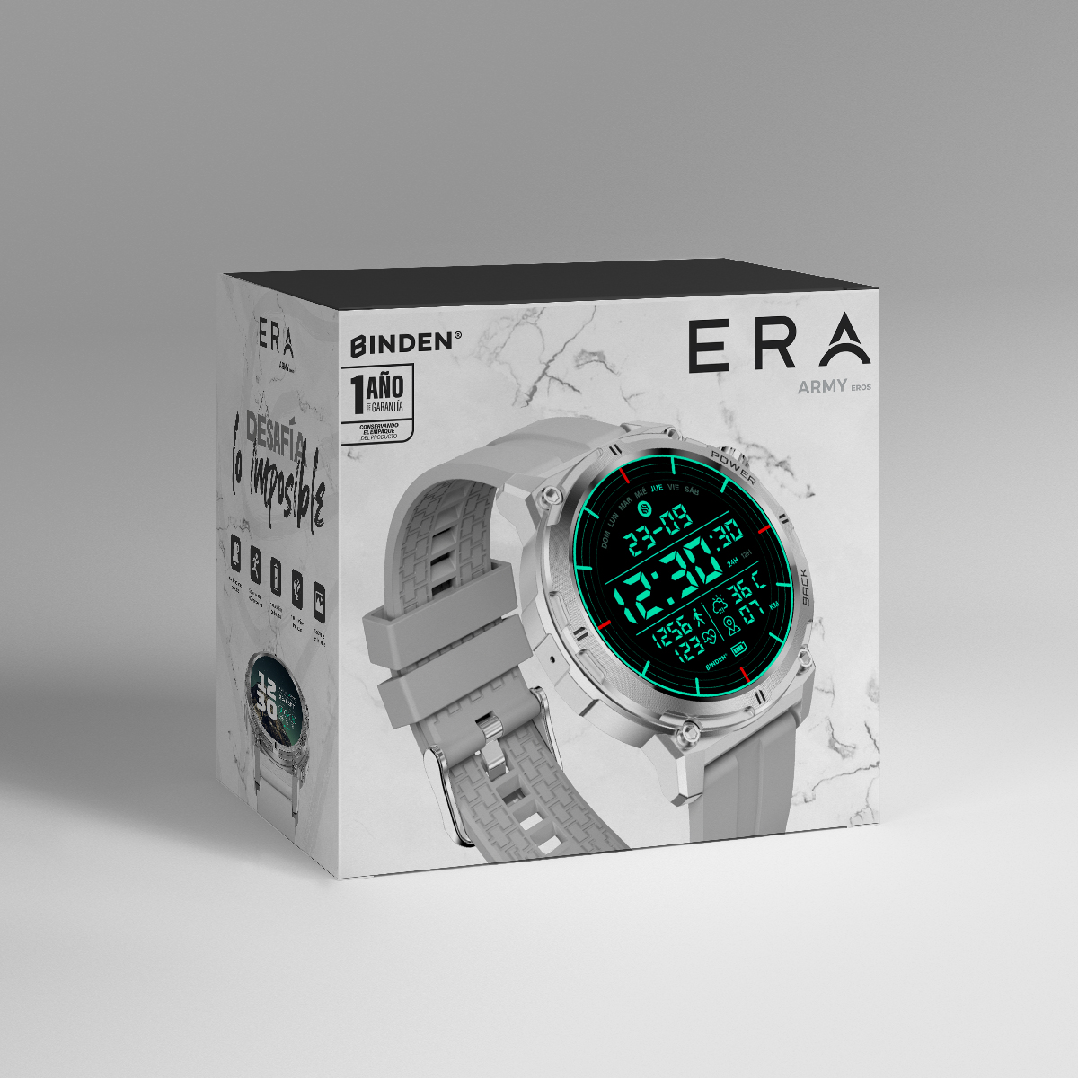 Foto 5 pulgar | Smartwatch Binden Era Army Eros Gris Reloj Inteligente Para Hombre